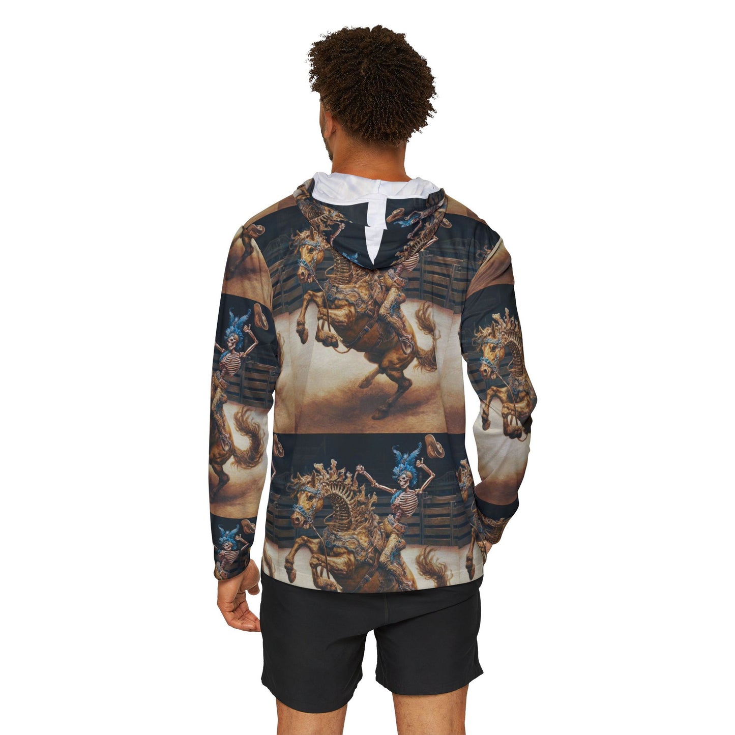 Skeleton Rodeo Bucking Horse Cowboy All-Over Print Hoodie — Men's Sports Warmup
