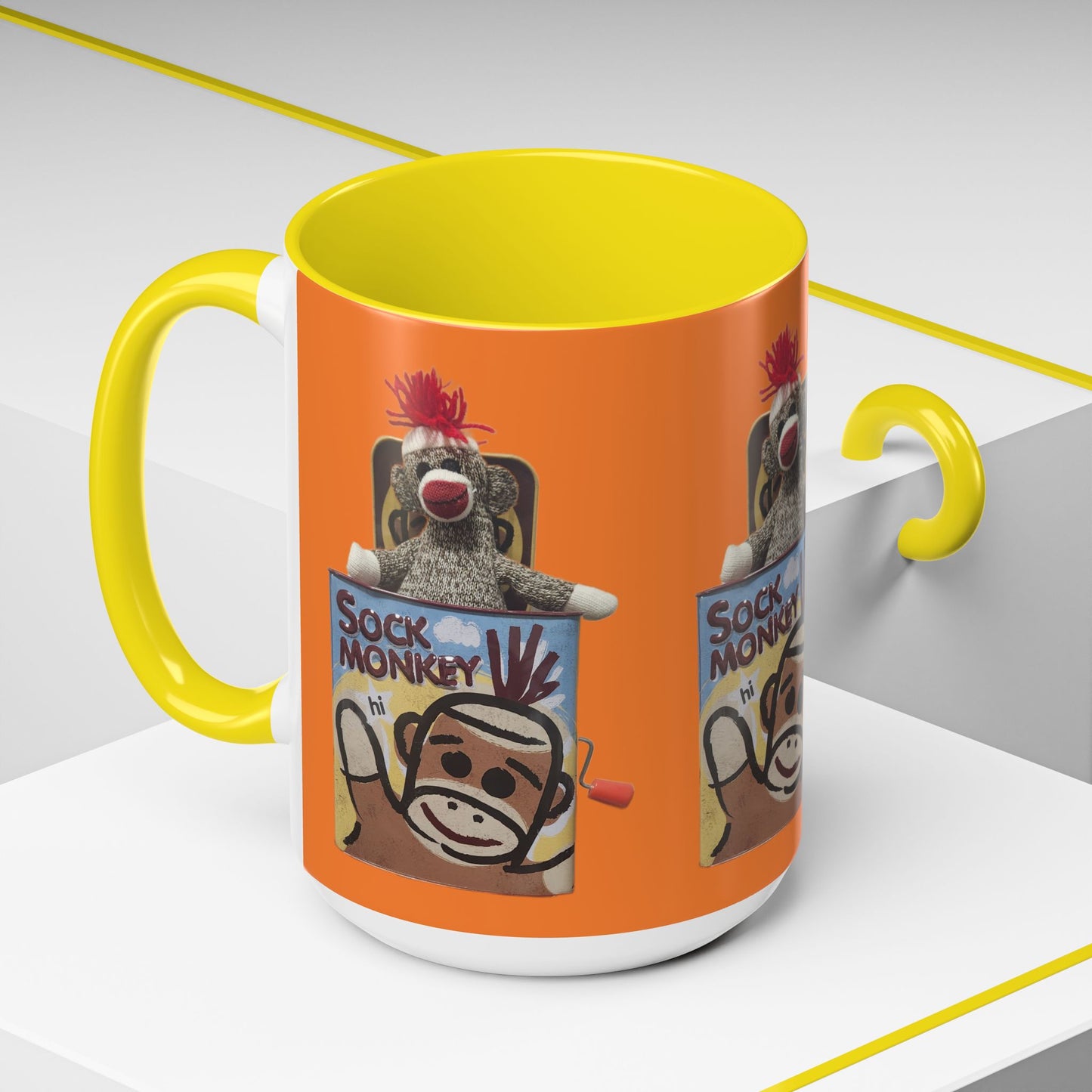 Sock Monkey Vintage Toy Accent Coffee Mug Retro Kids and Adult Classic Memories