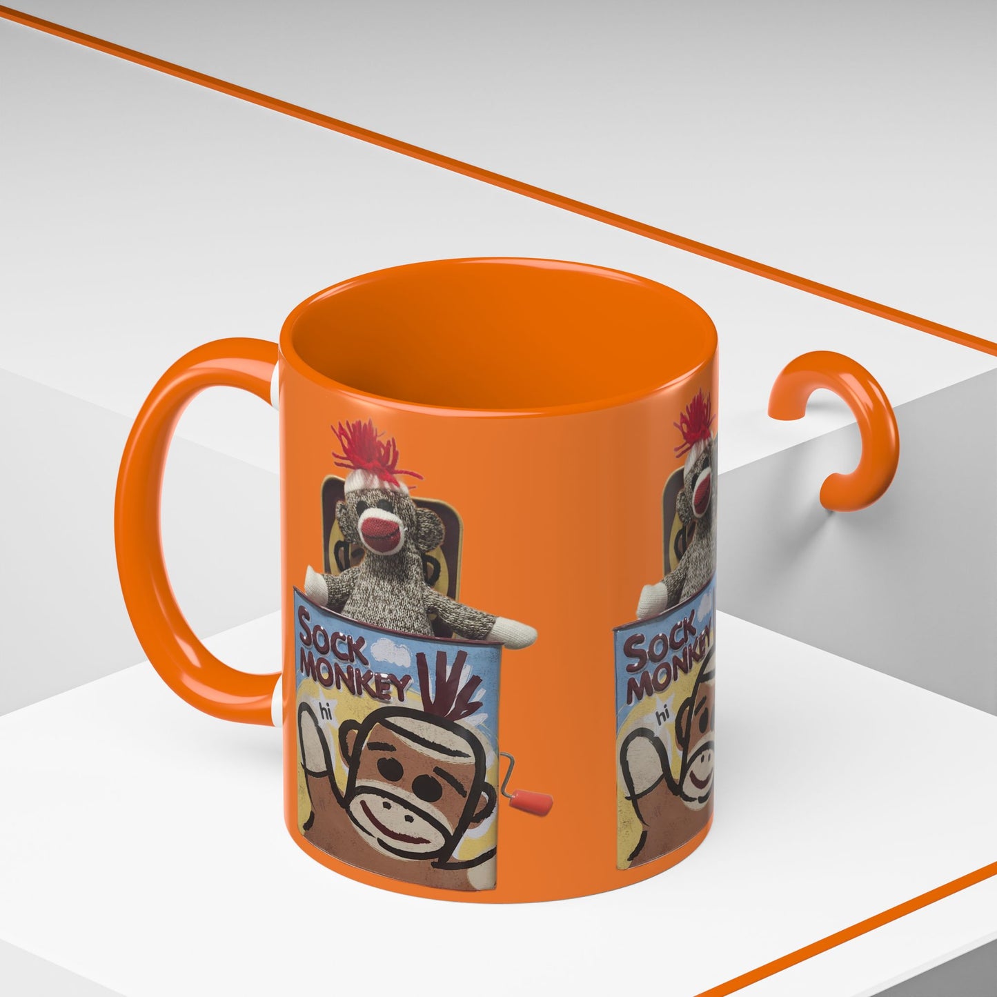 Sock Monkey Vintage Toy Accent Coffee Mug  Retro Kids and Adult Classic Memories
