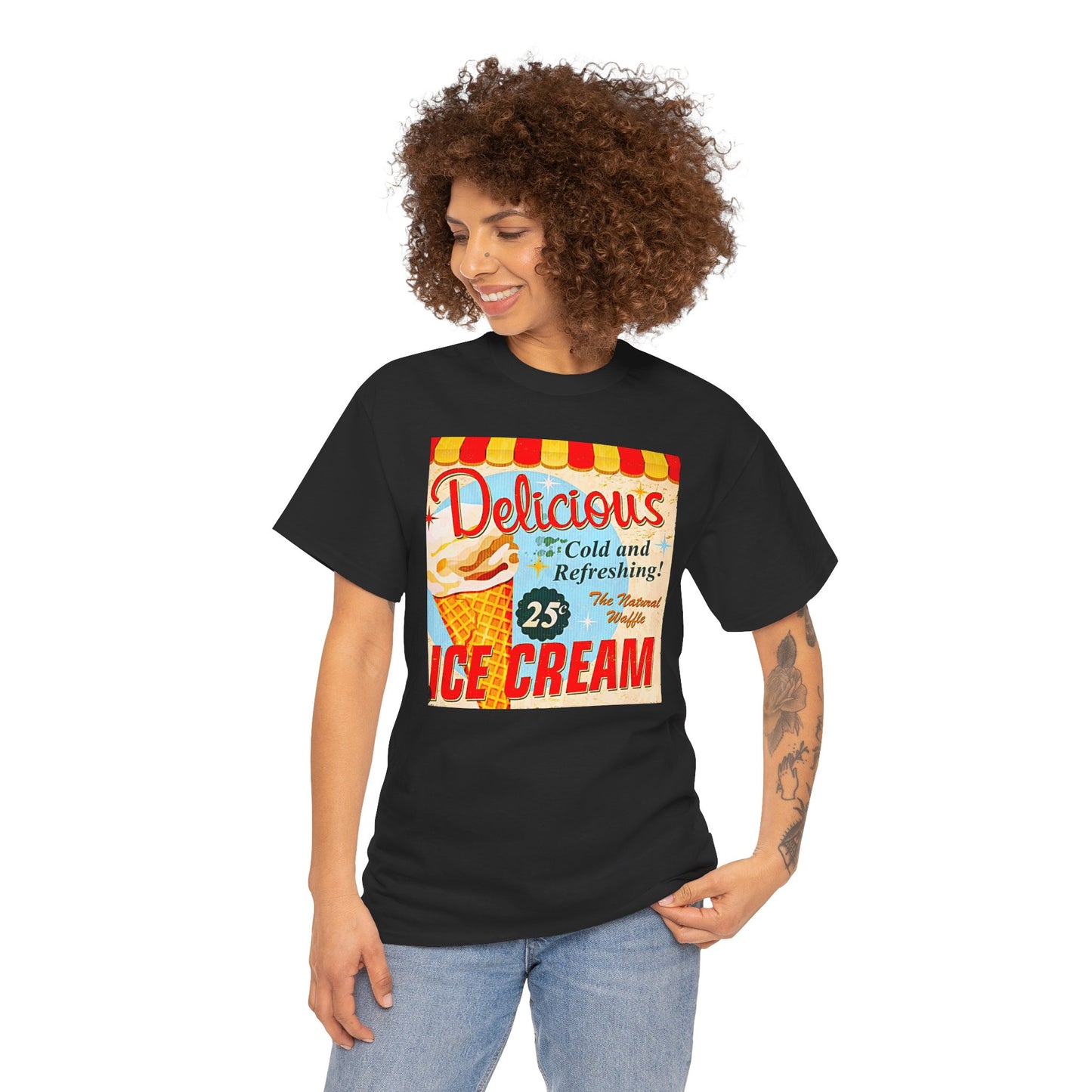 Retro "Ice Cold Ice Cream 25" T-Shirt — Vintage Soda Shop Graphic Tee
