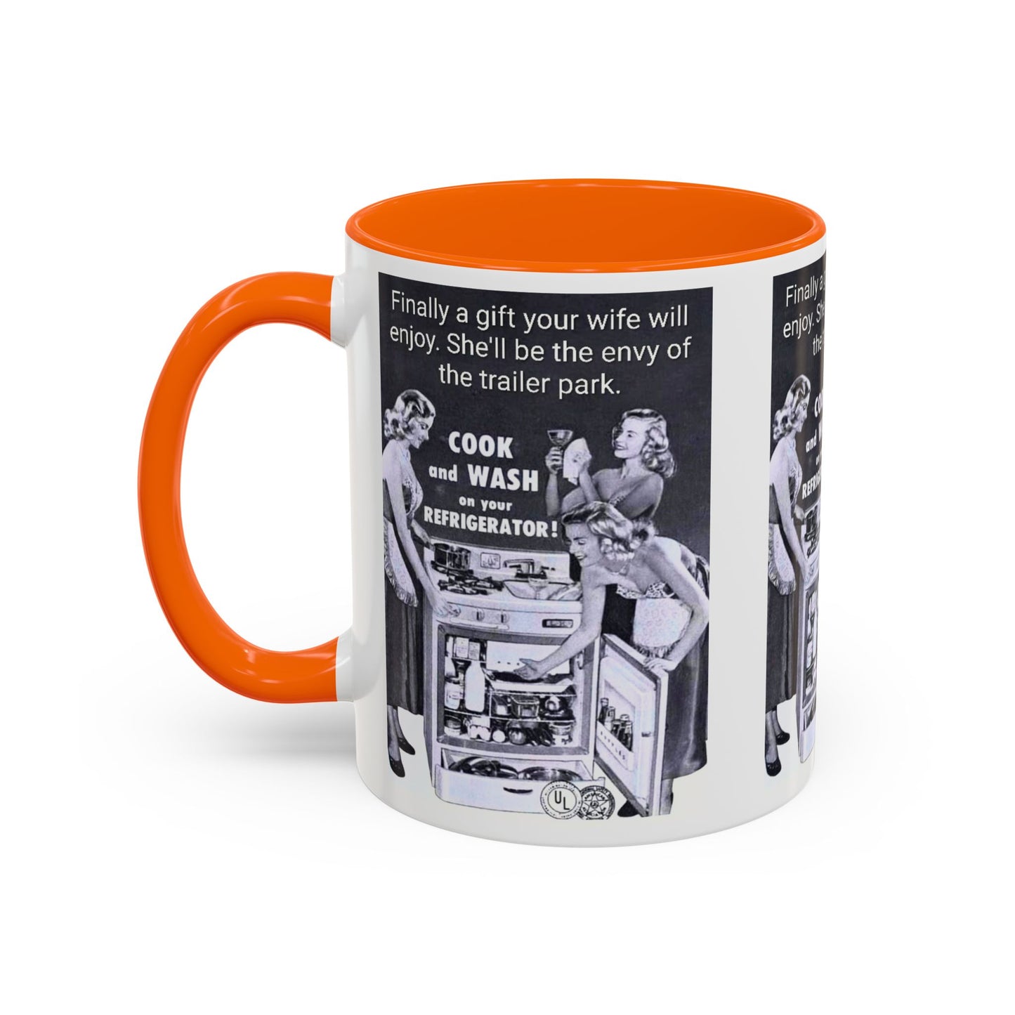 Accent Coffee Mug — “Envy of the Trailer Park” Vintage Washer & Stove Novelty Mug