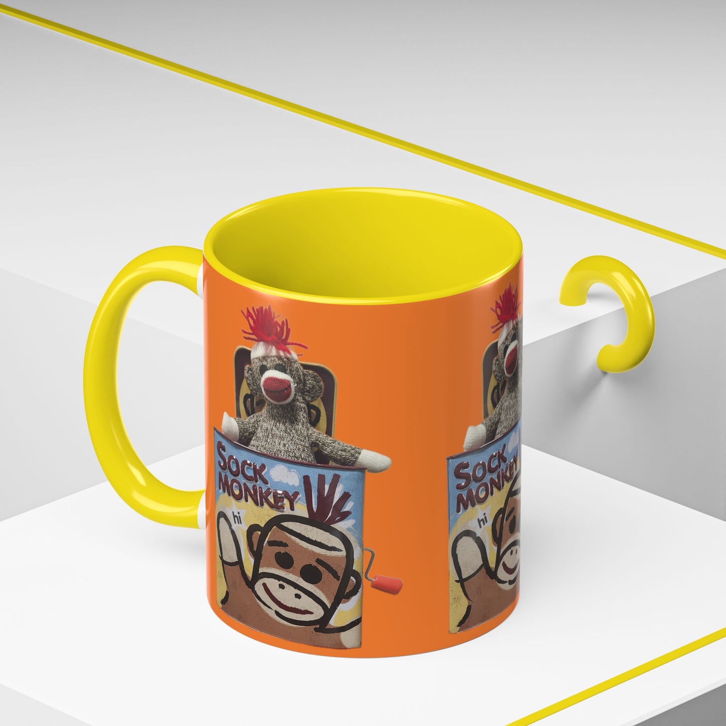 Sock Monkey Vintage Toy Accent Coffee Mug  Retro Kids and Adult Classic Memories