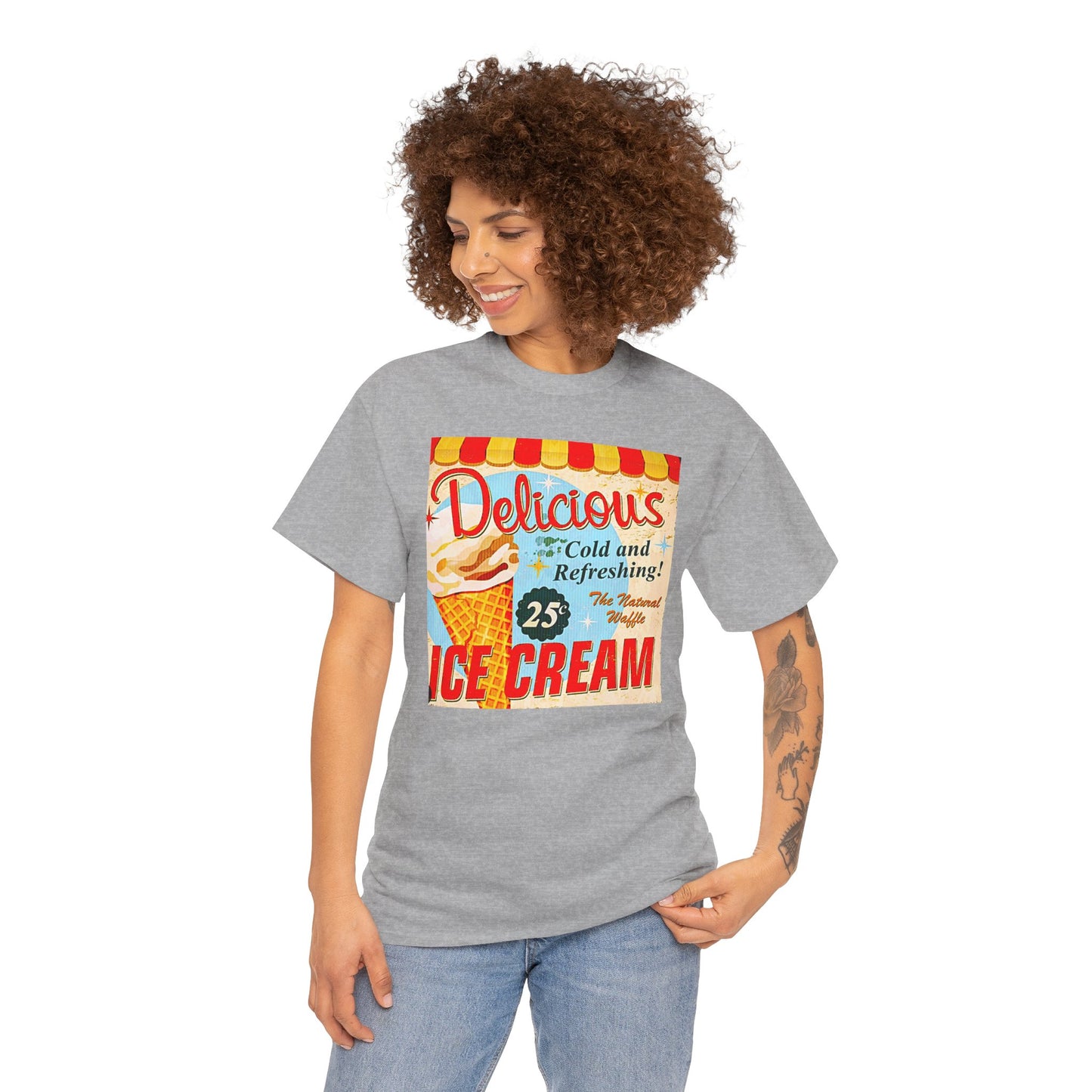 Retro "Ice Cold Ice Cream 25" T-Shirt — Vintage Soda Shop Graphic Tee