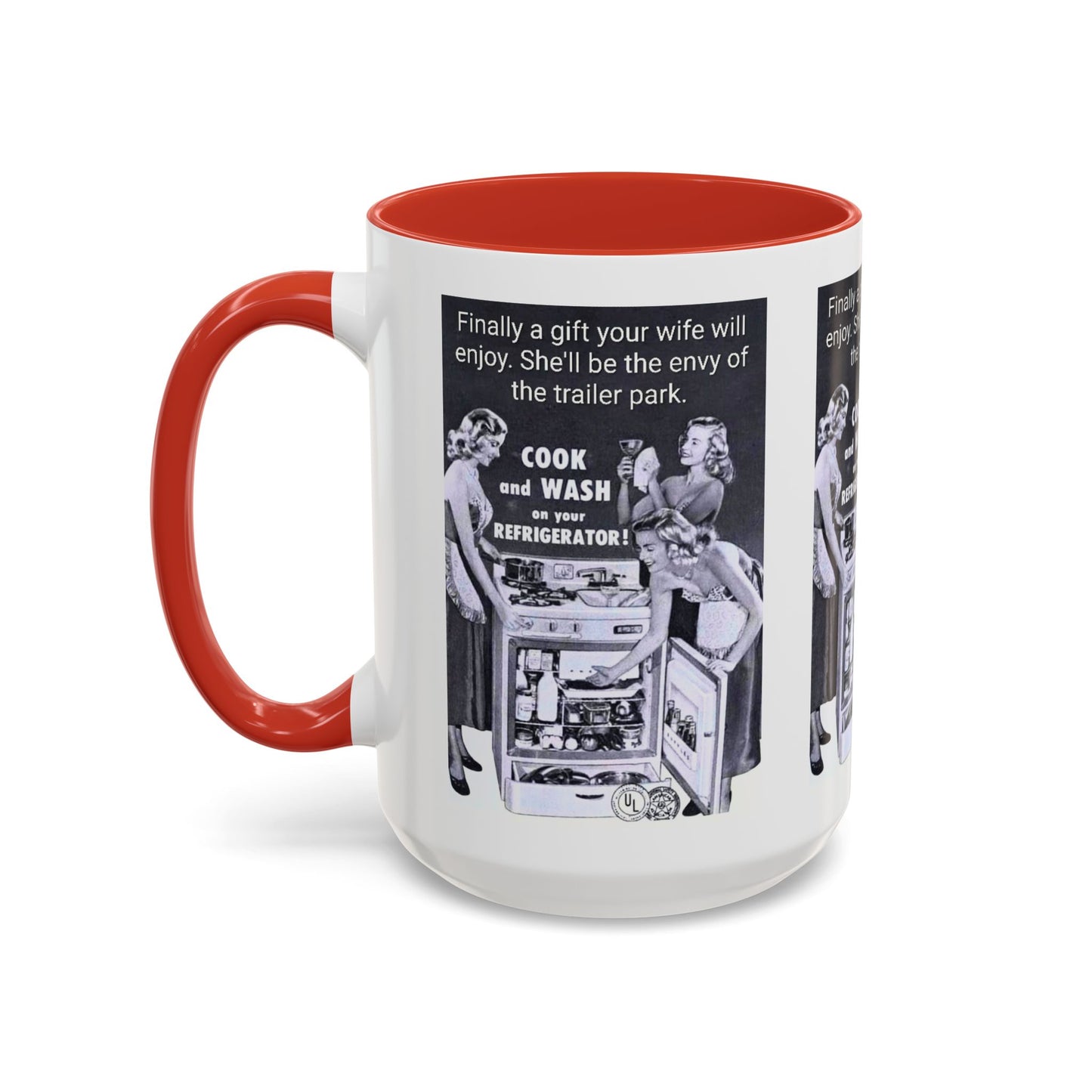 Accent Coffee Mug — “Envy of the Trailer Park” Vintage Washer & Stove Novelty Mug