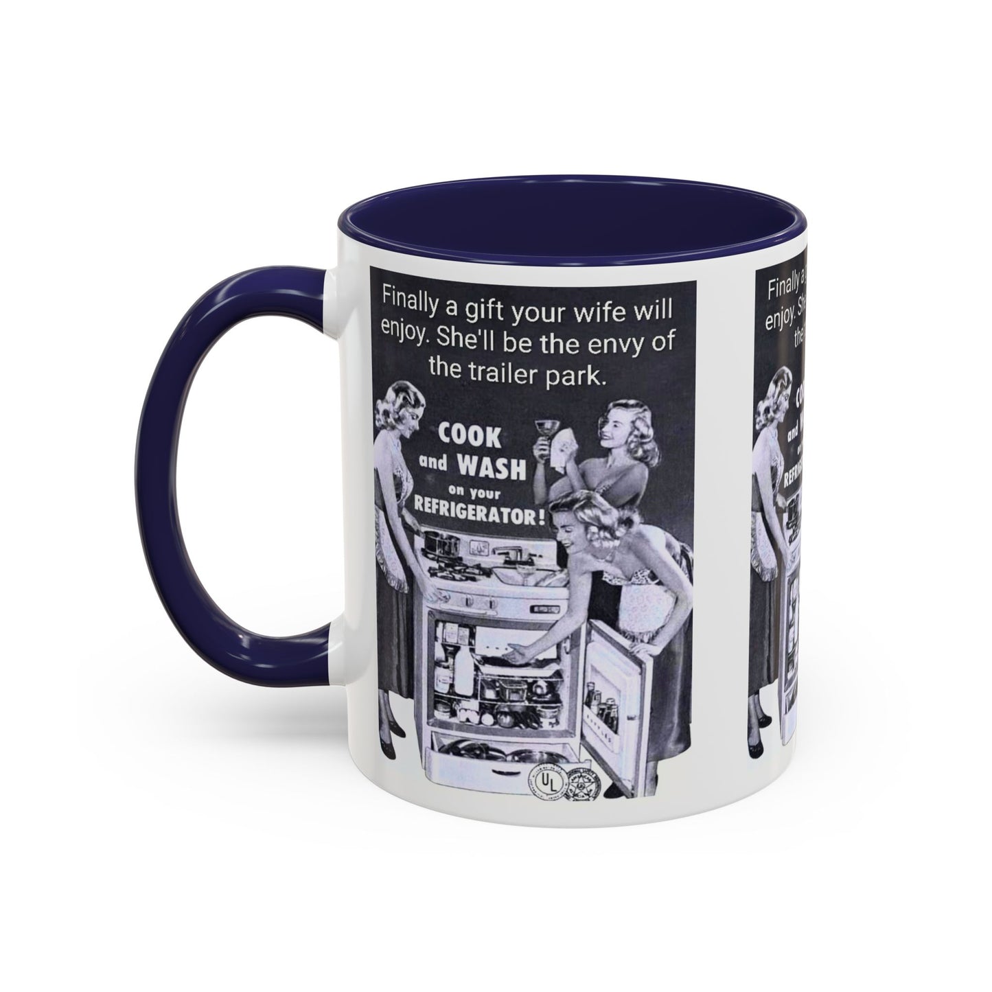 Accent Coffee Mug — “Envy of the Trailer Park” Vintage Washer & Stove Novelty Mug