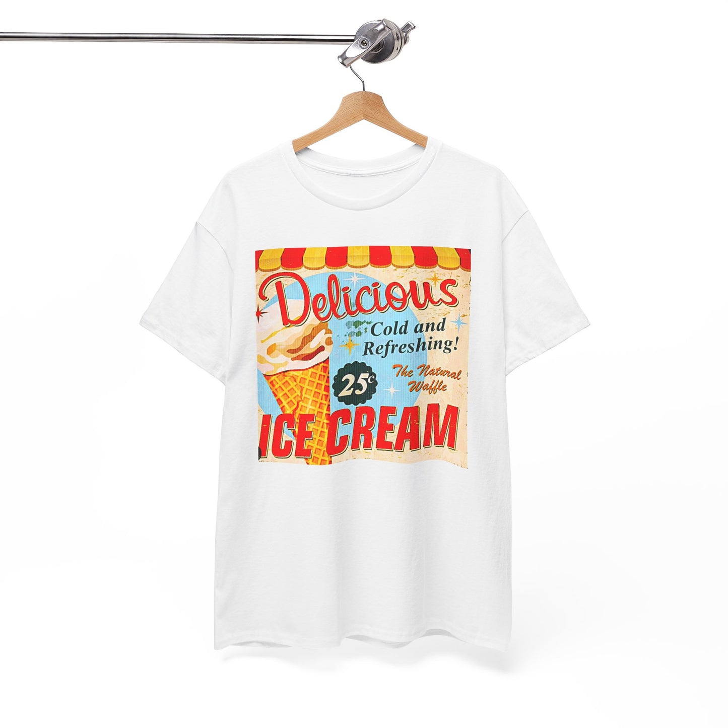 Retro "Ice Cold Ice Cream 25" T-Shirt — Vintage Soda Shop Graphic Tee