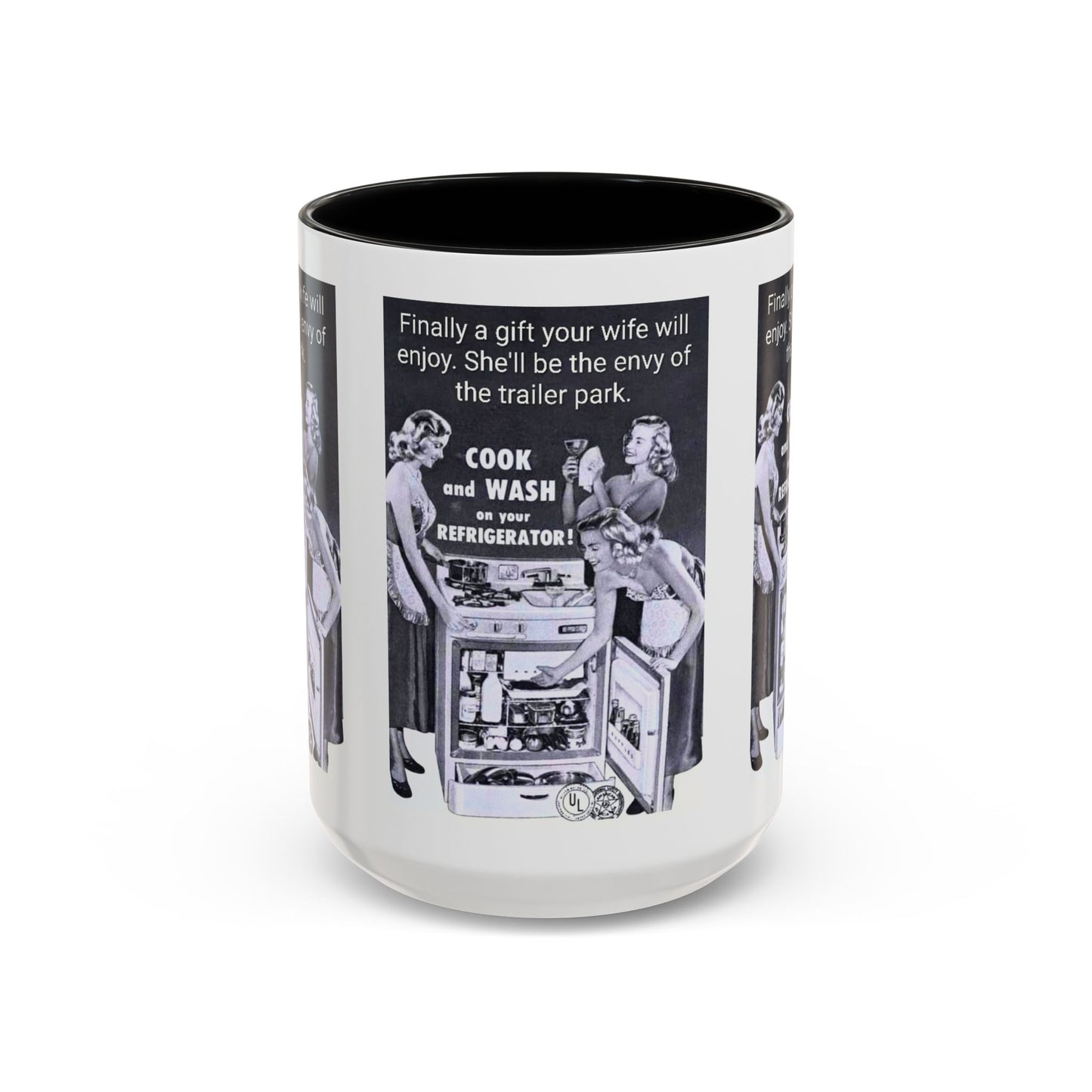 Accent Coffee Mug — “Envy of the Trailer Park” Vintage Washer & Stove Novelty Mug