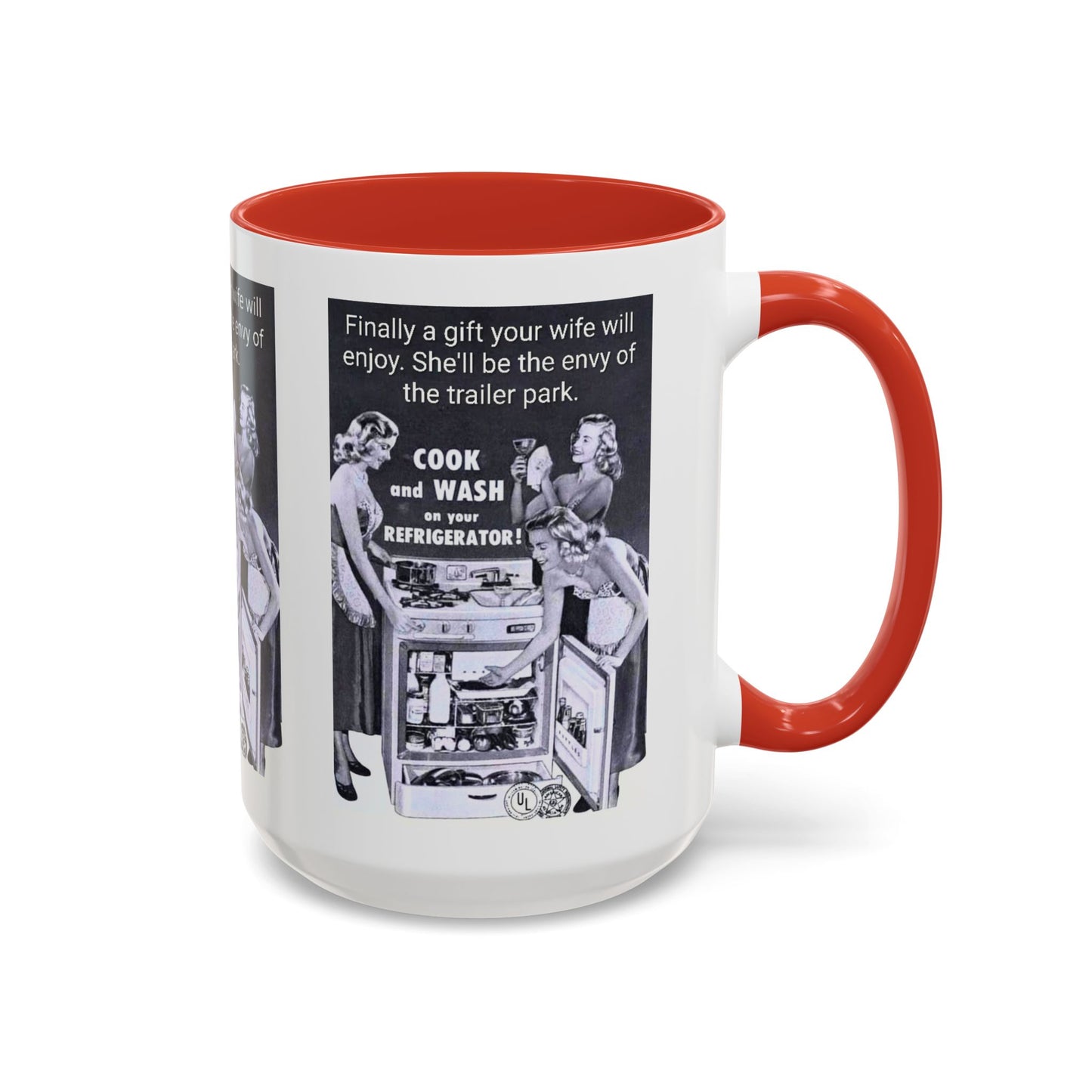 Accent Coffee Mug — “Envy of the Trailer Park” Vintage Washer & Stove Novelty Mug