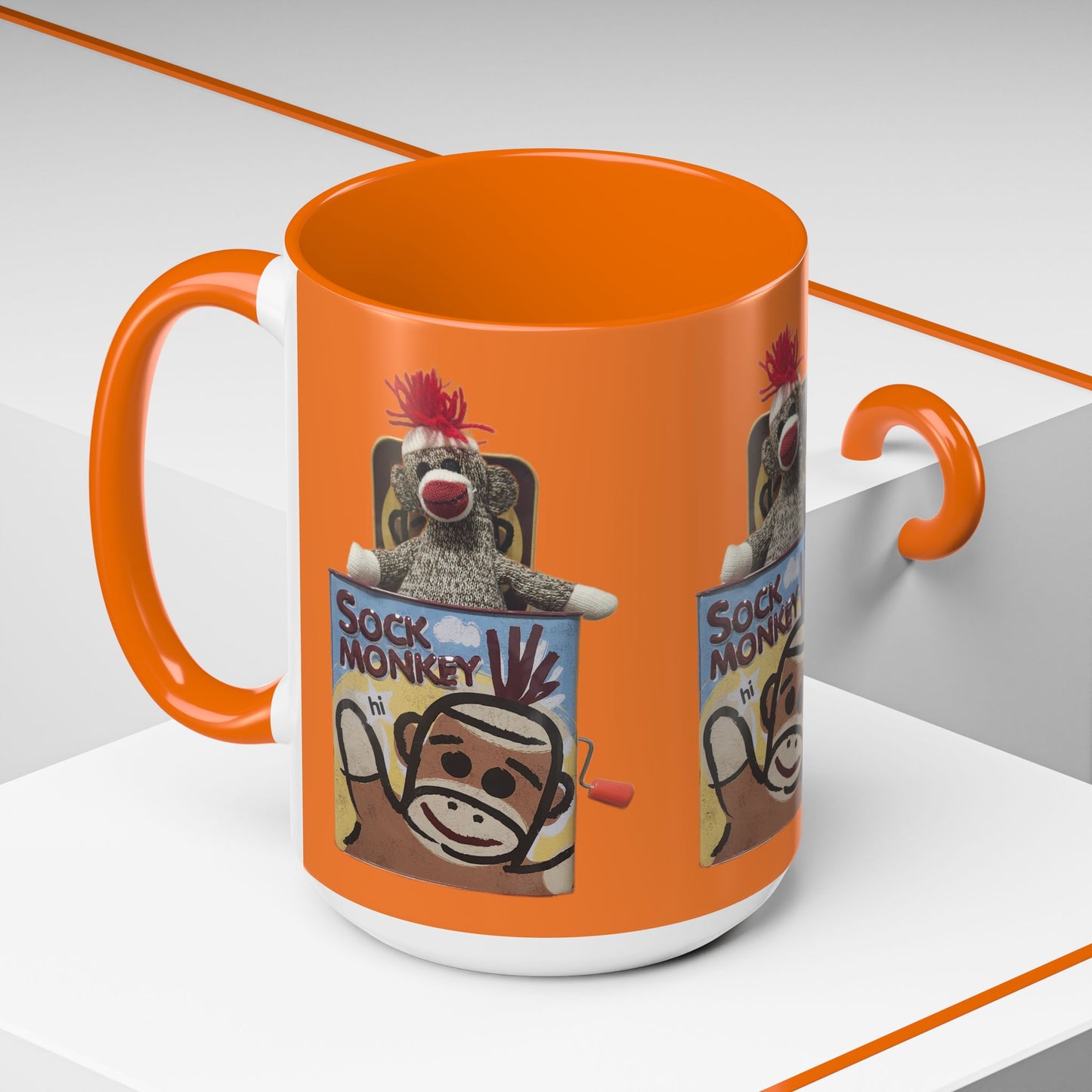 Sock Monkey Vintage Toy Accent Coffee Mug  Retro Kids and Adult Classic Memories