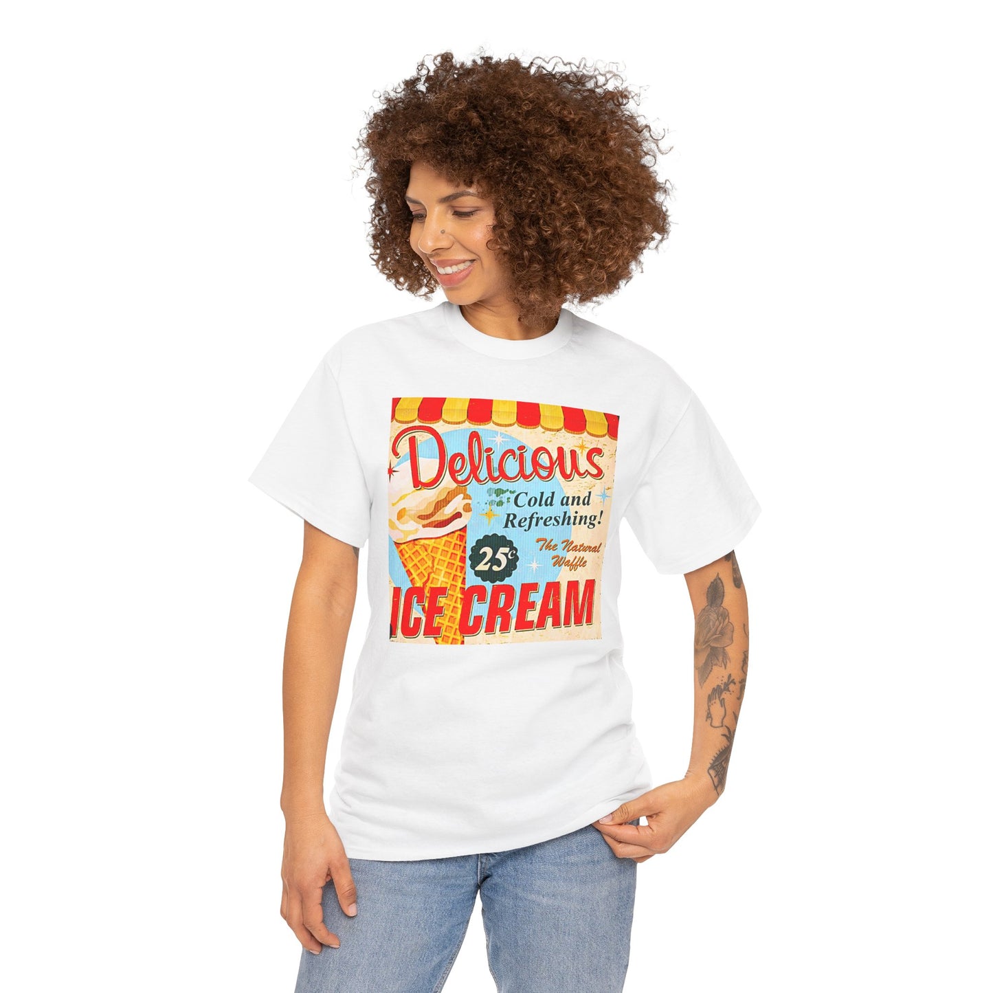 Retro "Ice Cold Ice Cream 25" T-Shirt — Vintage Soda Shop Graphic Tee