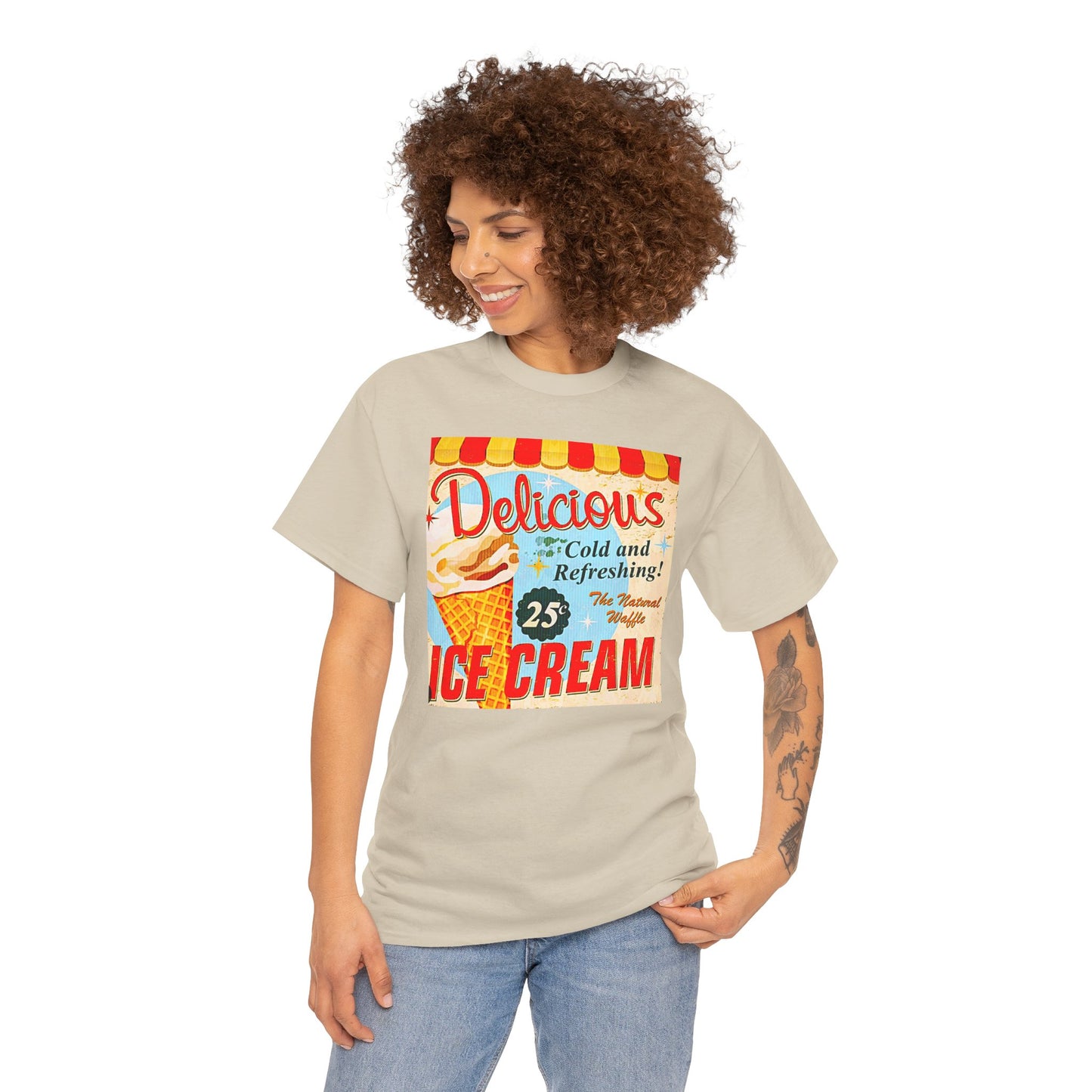 Retro "Ice Cold Ice Cream 25" T-Shirt — Vintage Soda Shop Graphic Tee