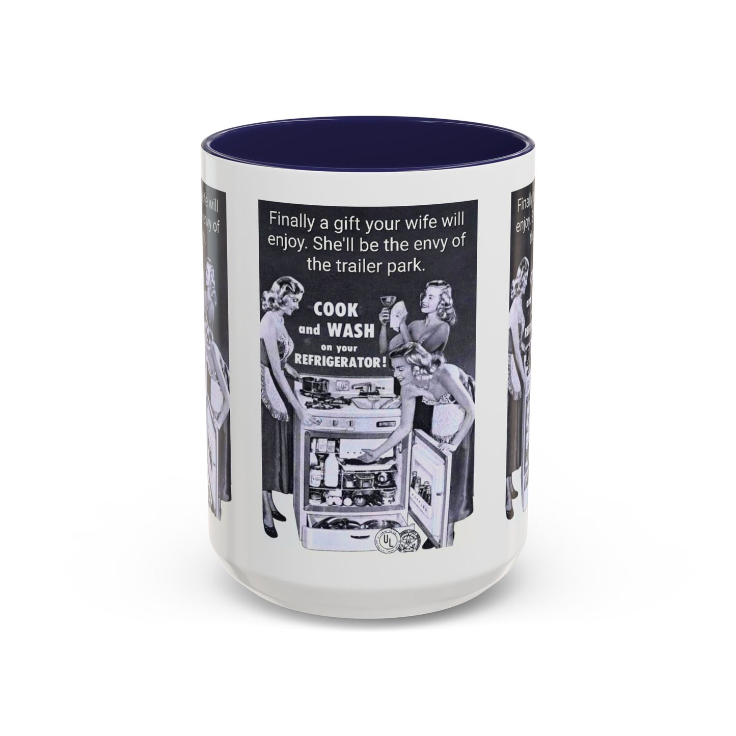 Accent Coffee Mug — “Envy of the Trailer Park” Vintage Washer & Stove Novelty Mug