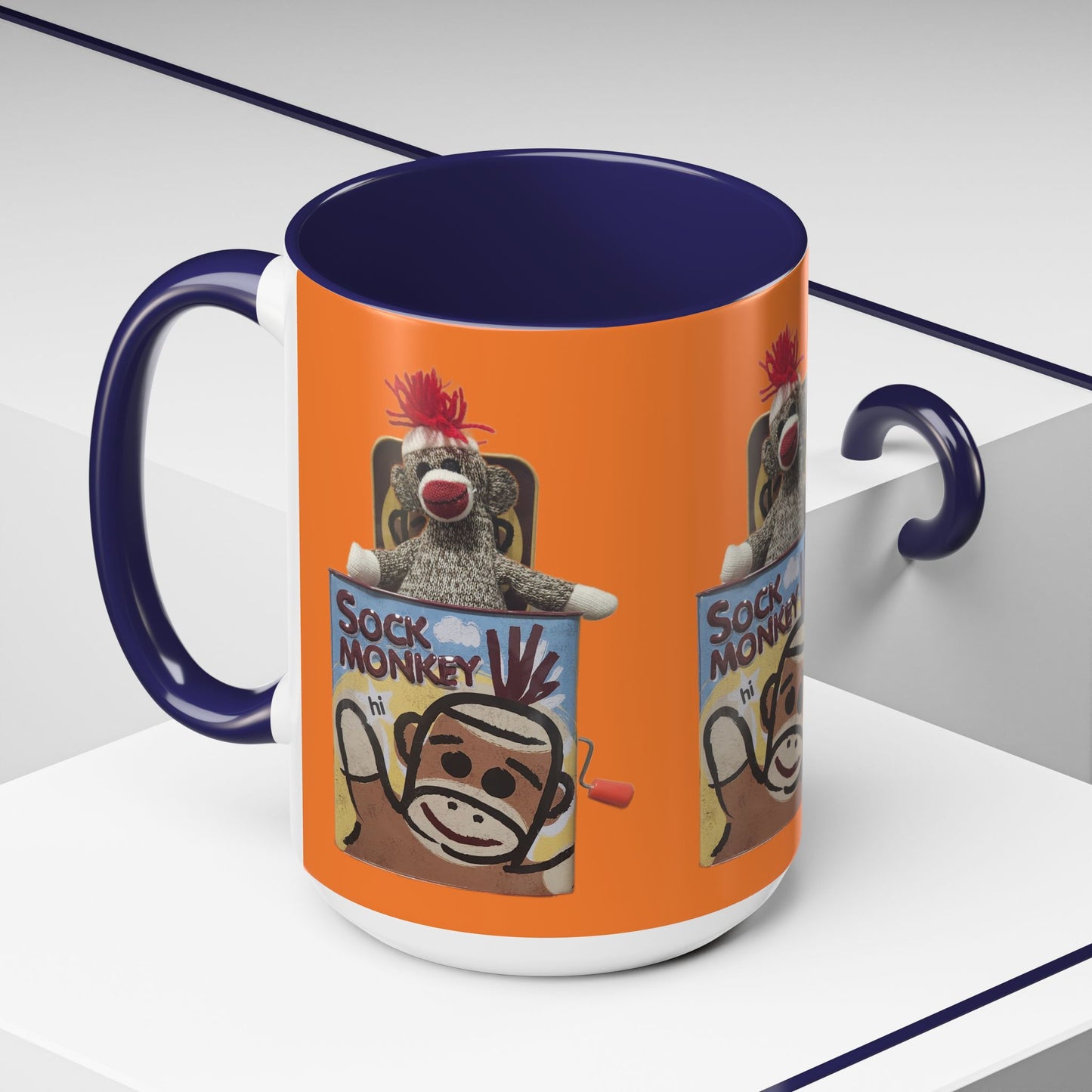 Sock Monkey Vintage Toy Accent Coffee Mug  Retro Kids and Adult Classic Memories