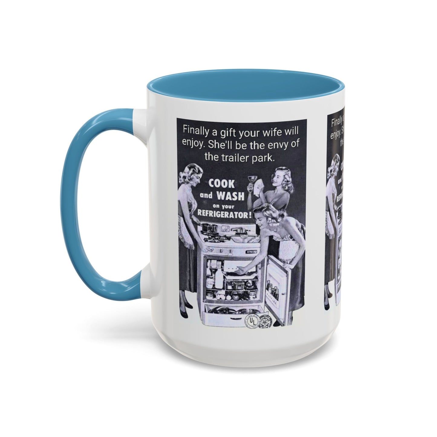 Accent Coffee Mug — “Envy of the Trailer Park” Vintage Washer & Stove Novelty Mug