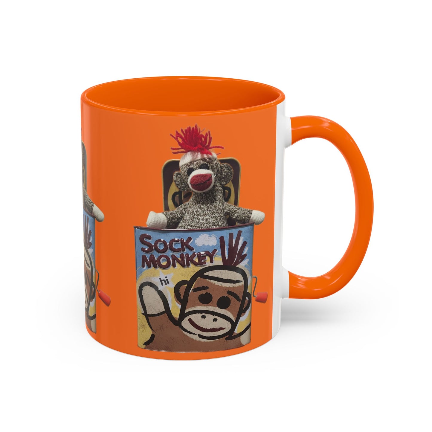 Sock Monkey Vintage Toy Accent Coffee Mug  Retro Kids and Adult Classic Memories