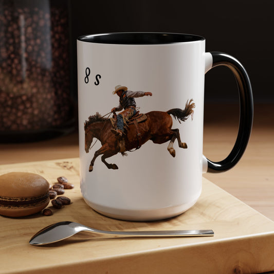 8 Second Rodeo Cowboy Ride Accent Coffee Mug — Rodeo Western Coffee Cup