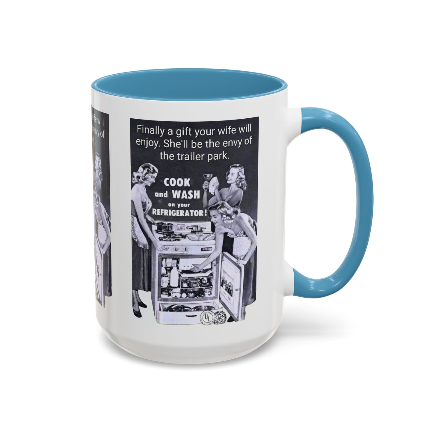 Accent Coffee Mug — “Envy of the Trailer Park” Vintage Washer & Stove Novelty Mug