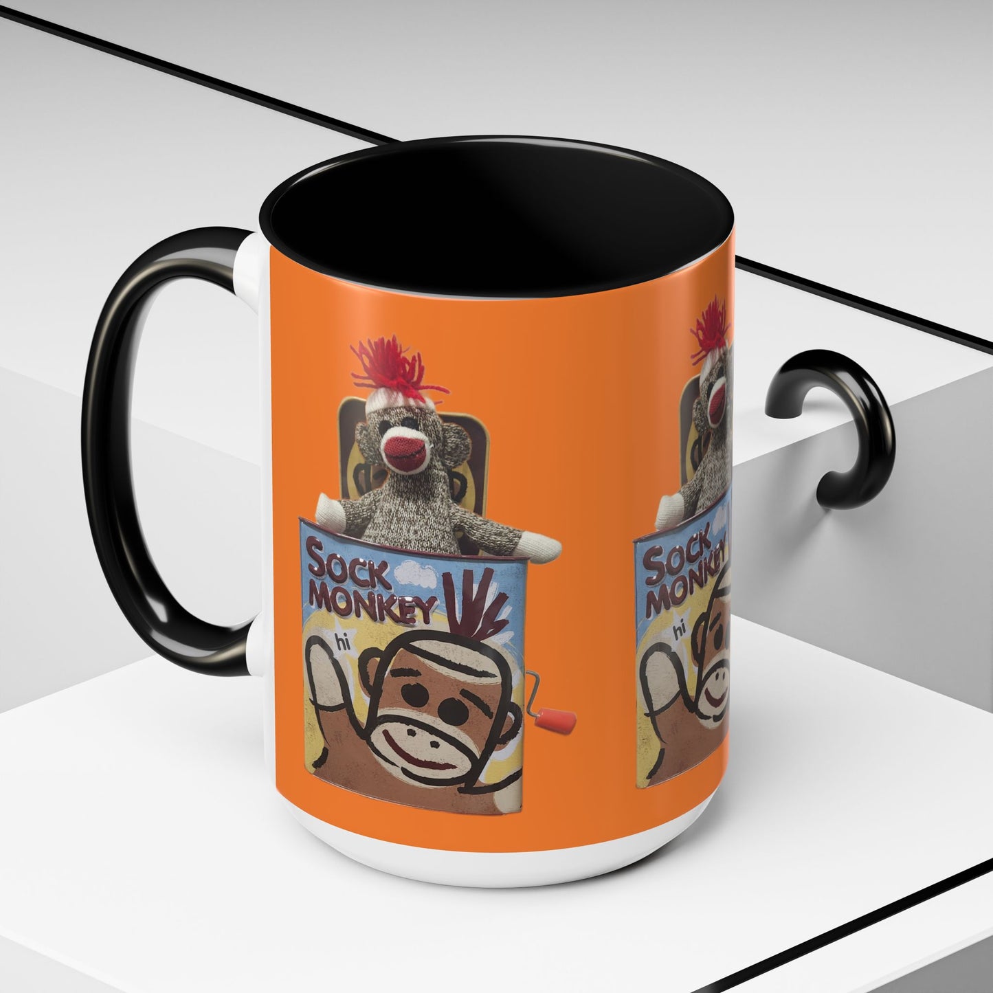 Sock Monkey Vintage Toy Accent Coffee Mug  Retro Kids and Adult Classic Memories