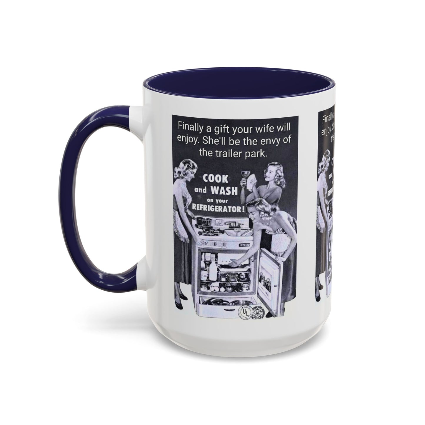 Accent Coffee Mug — “Envy of the Trailer Park” Vintage Washer & Stove Novelty Mug