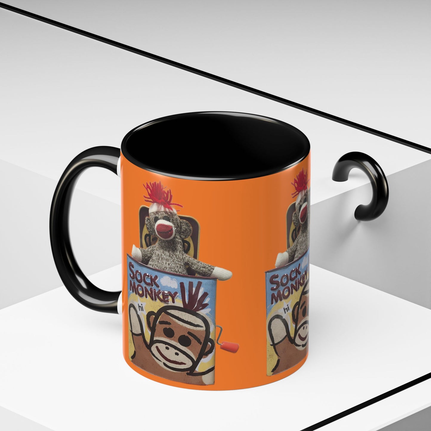 Sock Monkey Vintage Toy Accent Coffee Mug  Retro Kids and Adult Classic Memories