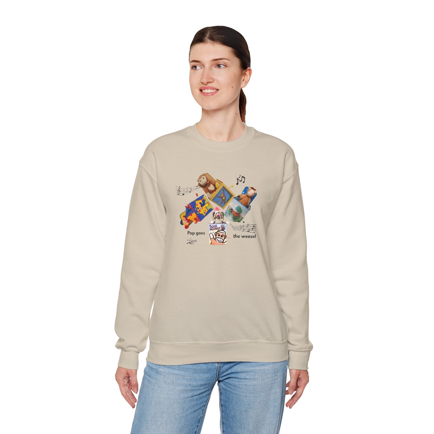 Women's Crewneck Sweatshirt — 'Pop Goes the Weasel' Vintage Retro Design