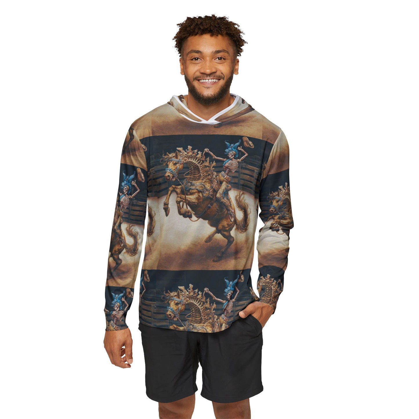 Skeleton Rodeo Bucking Horse Cowboy All-Over Print Hoodie — Men's Sports Warmup