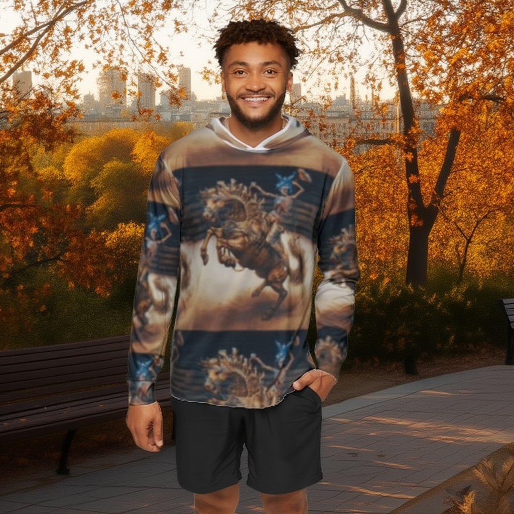 Skeleton Rodeo Bucking Horse Cowboy All-Over Print Hoodie — Men's Sports Warmup