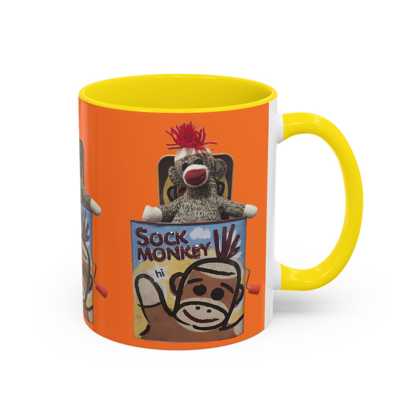 Sock Monkey Vintage Toy Accent Coffee Mug  Retro Kids and Adult Classic Memories