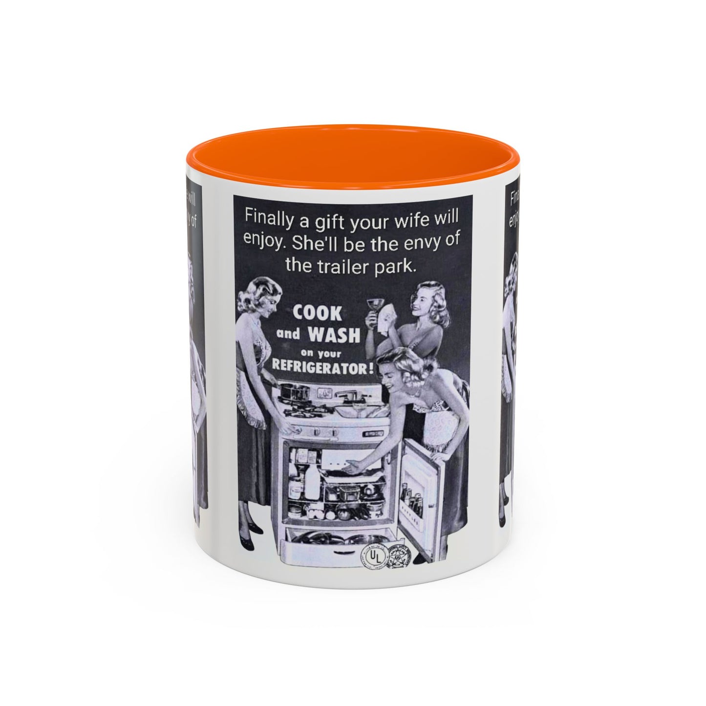 Accent Coffee Mug — “Envy of the Trailer Park” Vintage Washer & Stove Novelty Mug