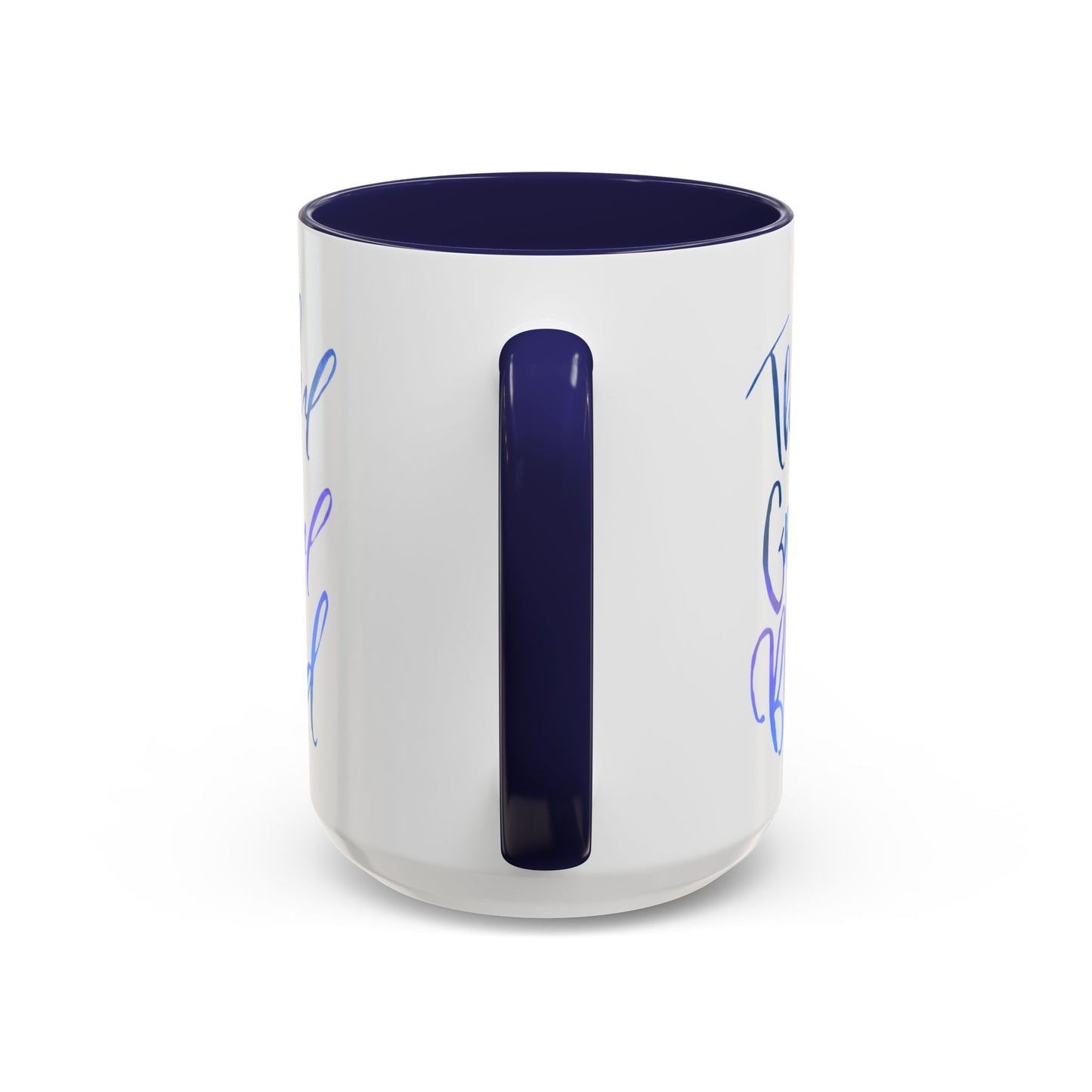 Thankful Grateful Blessed Accent Coffee Mug — Motivational message 15oz