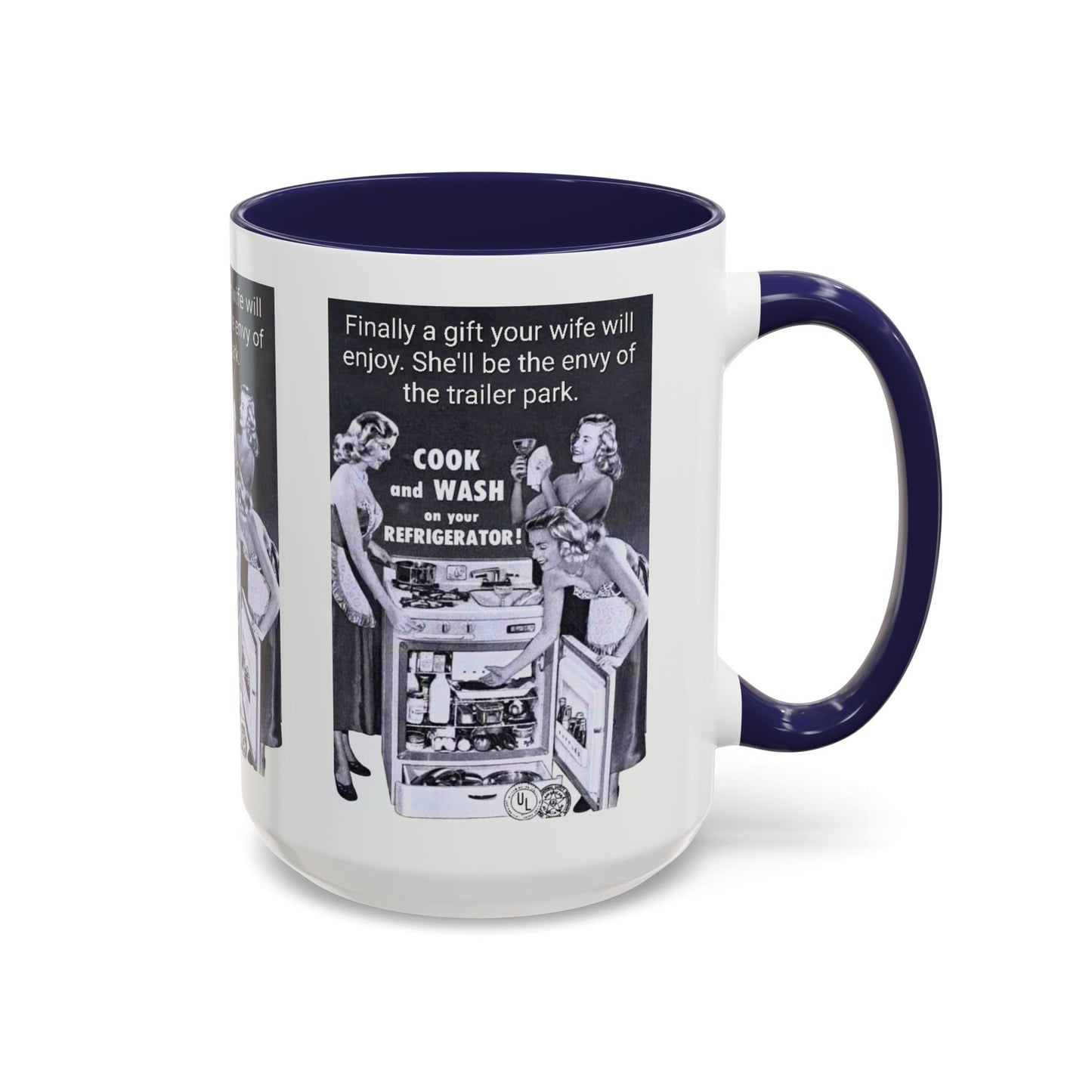 Accent Coffee Mug — “Envy of the Trailer Park” Vintage Washer & Stove Novelty Mug