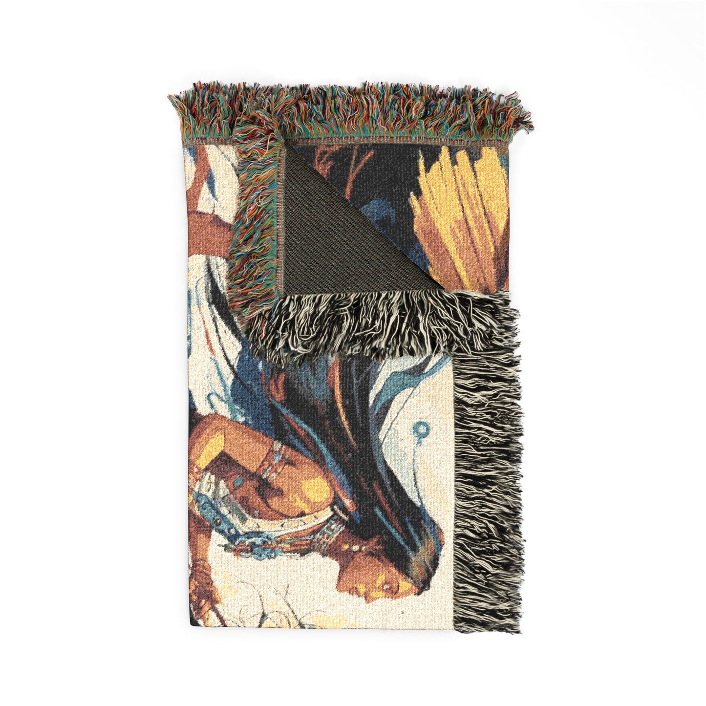Native Indian Rider Abstract Woven Throw Blanket