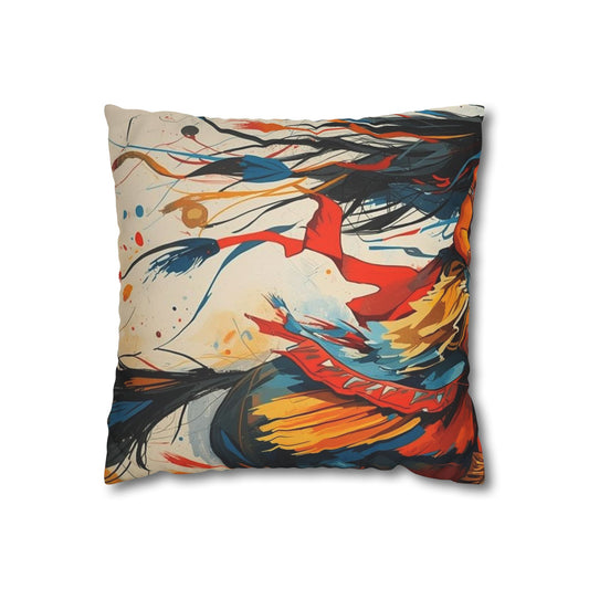 Western Abstract Feathered Burst Faux Suede Pillowcase