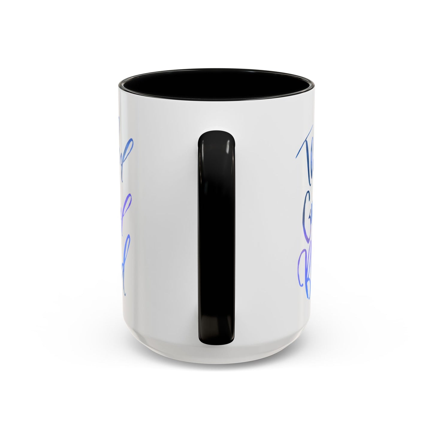 Thankful Grateful Blessed Accent Coffee Mug — Motivational message 15oz