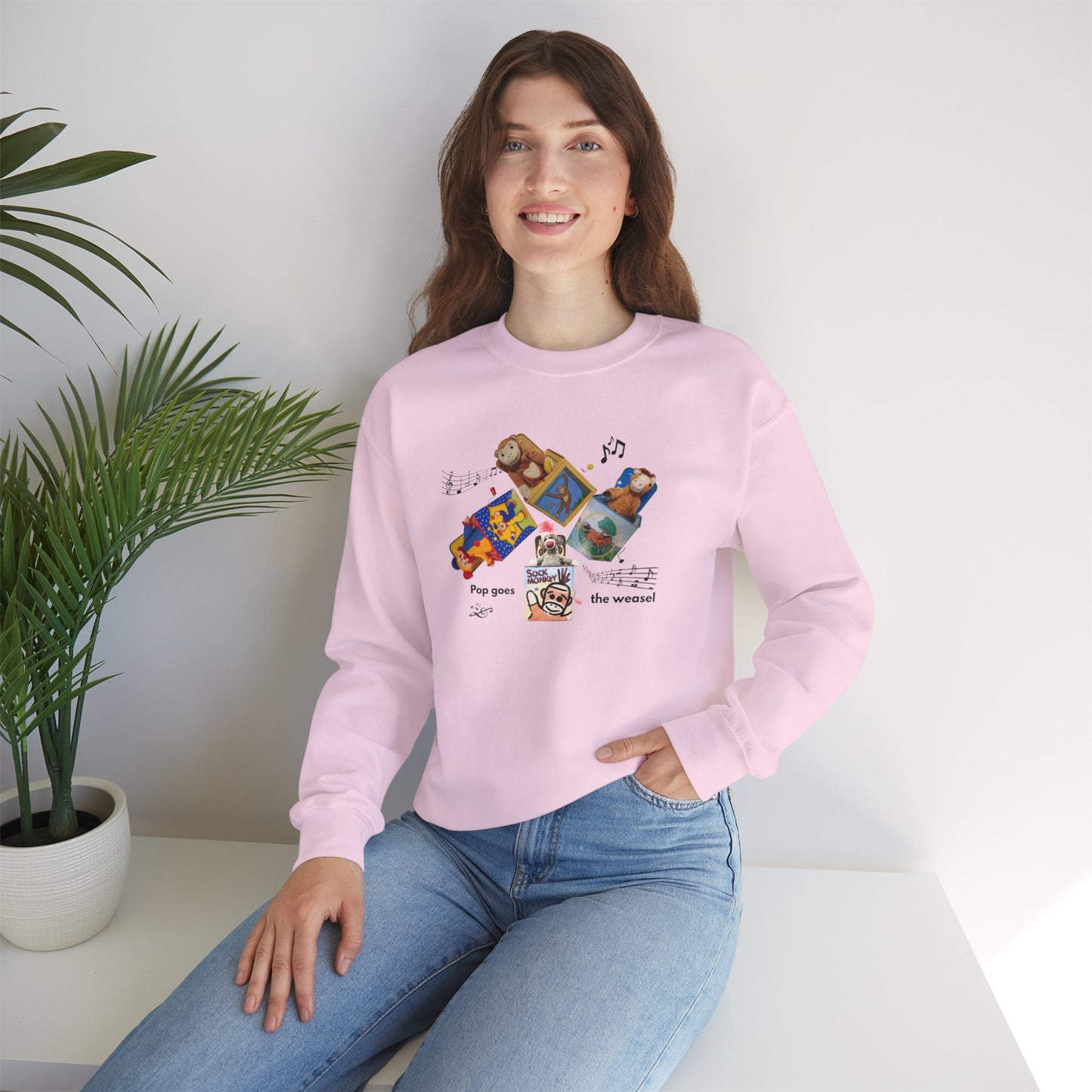 Women's Crewneck Sweatshirt — 'Pop Goes the Weasel' Vintage Retro Design