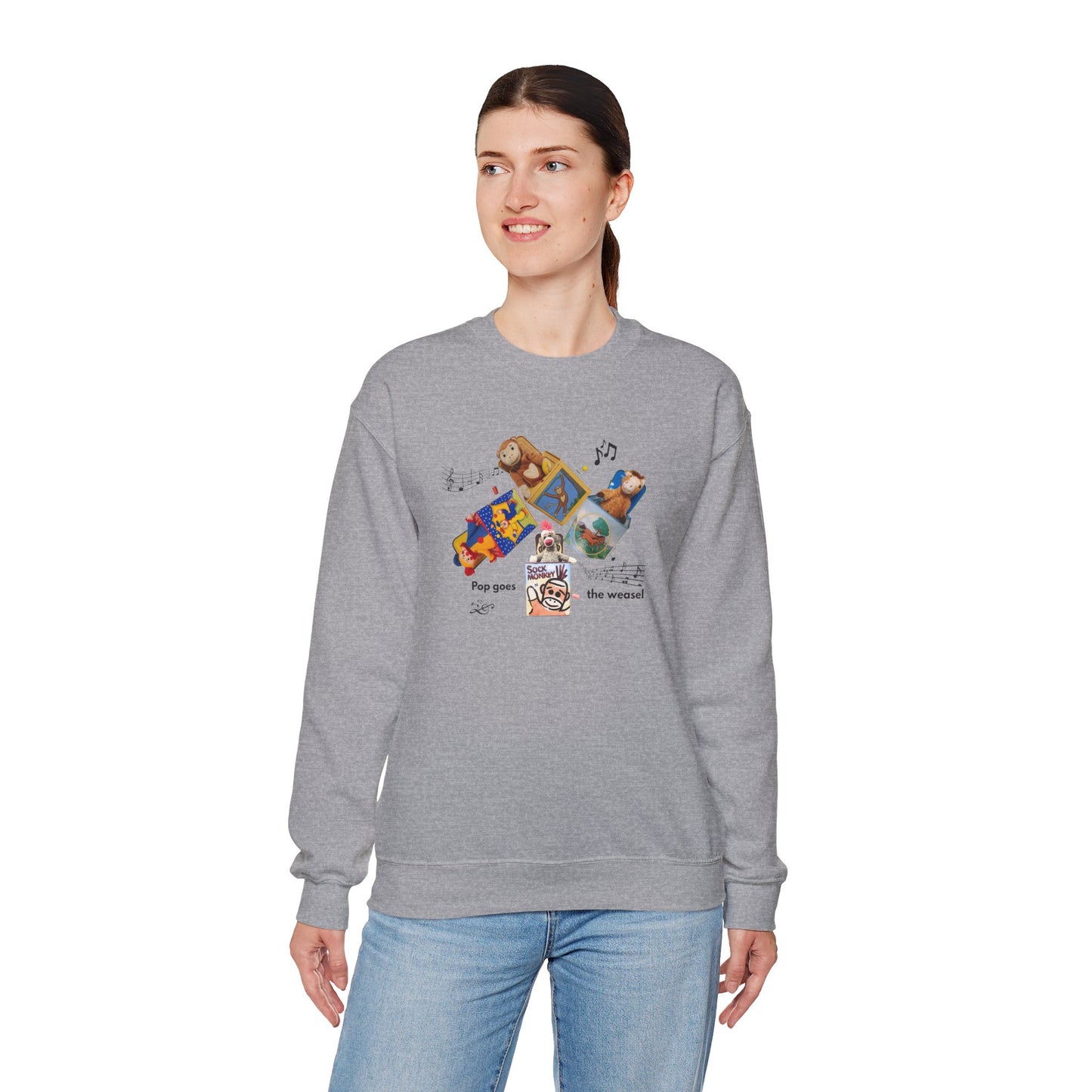 Women's Crewneck Sweatshirt — 'Pop Goes the Weasel' Vintage Retro Design