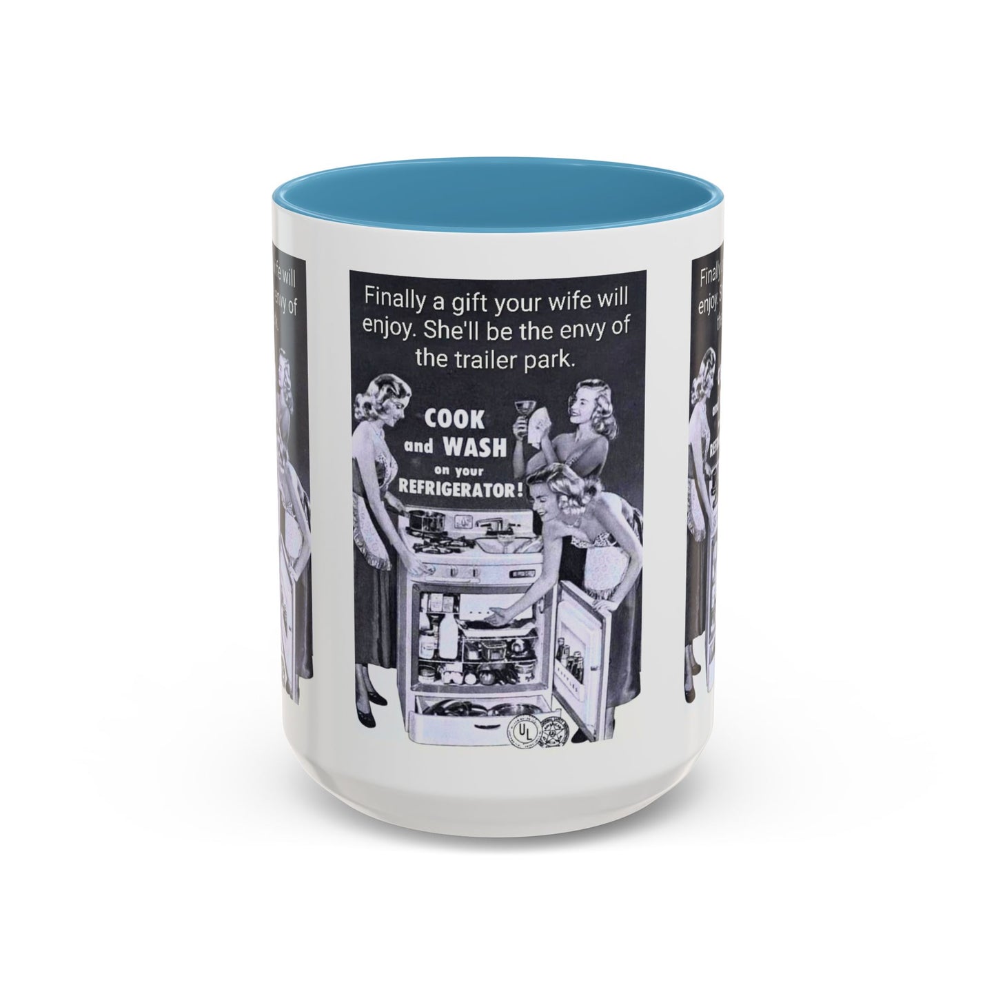 Accent Coffee Mug — “Envy of the Trailer Park” Vintage Washer & Stove Novelty Mug
