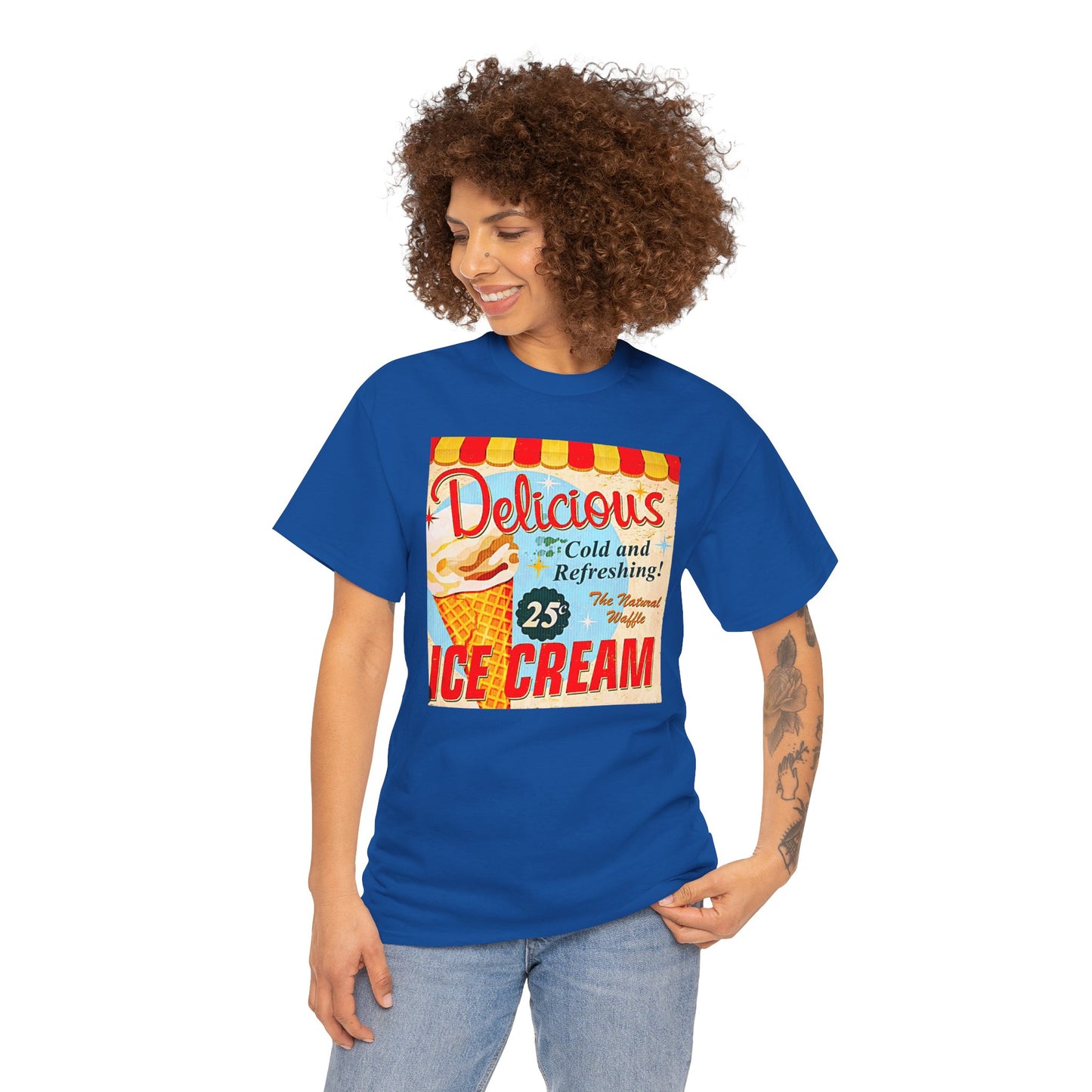 Retro "Ice Cold Ice Cream 25" T-Shirt — Vintage Soda Shop Graphic Tee