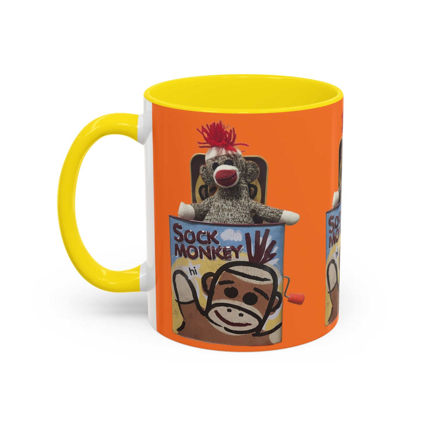 Sock Monkey Vintage Toy Accent Coffee Mug  Retro Kids and Adult Classic Memories