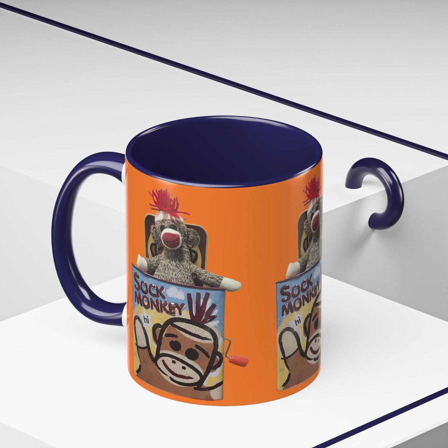 Sock Monkey Vintage Toy Accent Coffee Mug  Retro Kids and Adult Classic Memories