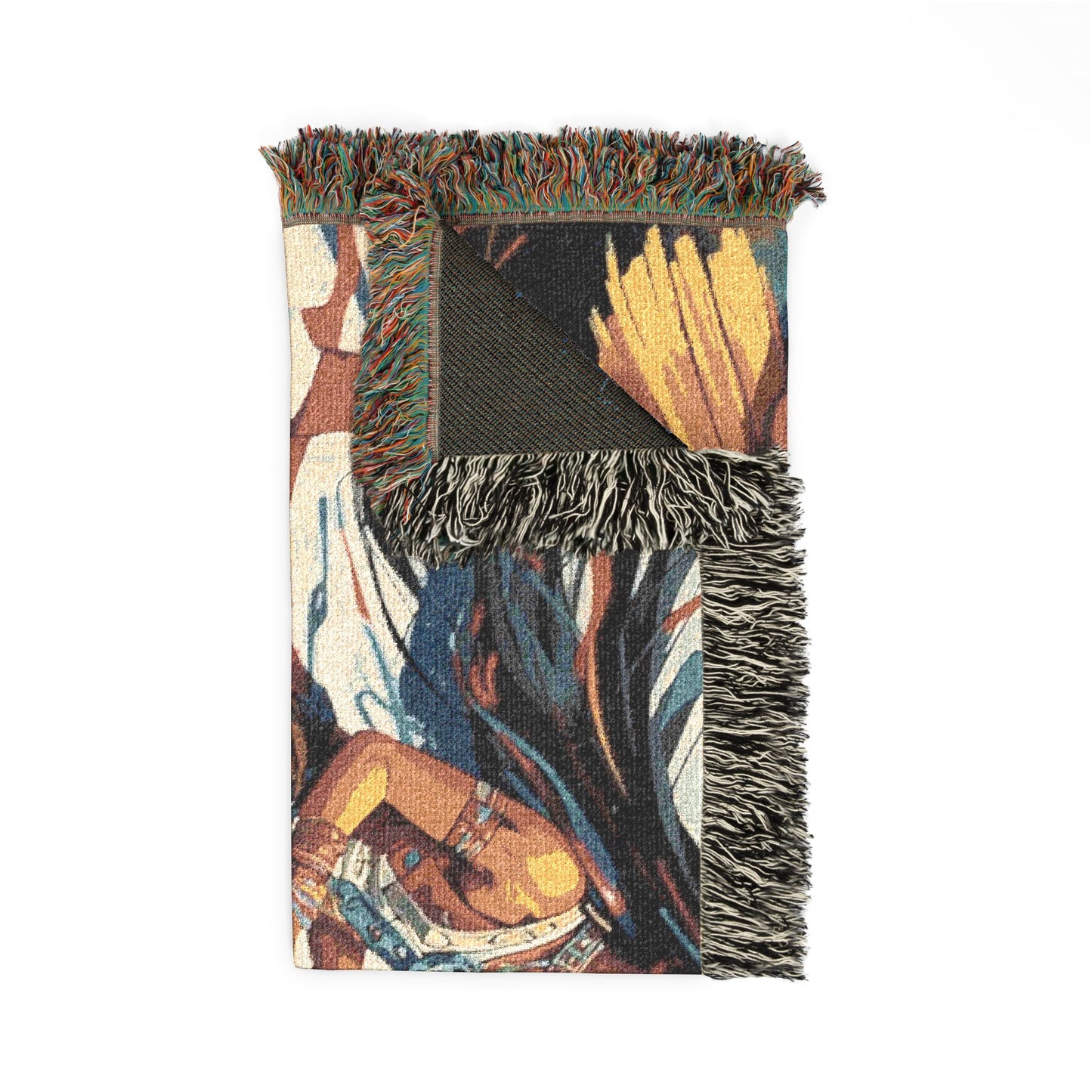 Native Indian Rider Abstract Woven Throw Blanket