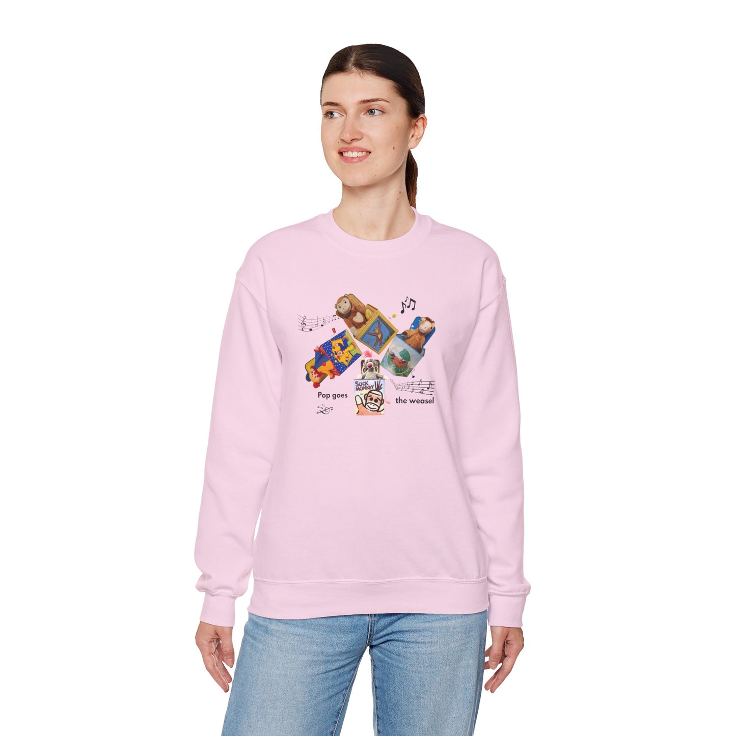 Women's Crewneck Sweatshirt — 'Pop Goes the Weasel' Vintage Retro Design