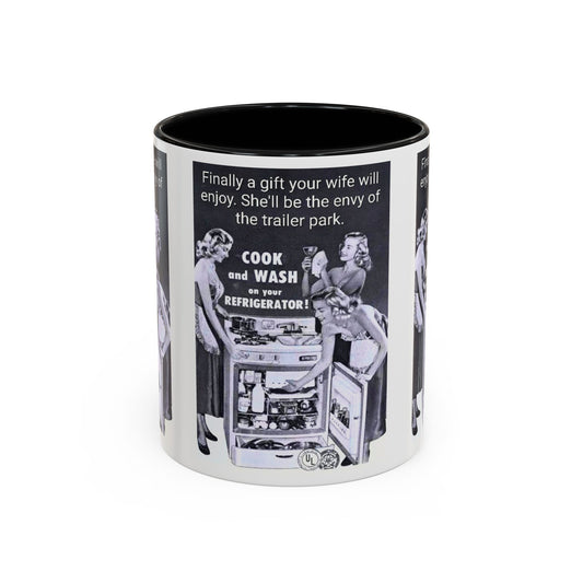 Accent Coffee Mug — “Envy of the Trailer Park” Vintage Washer & Stove Novelty Mug