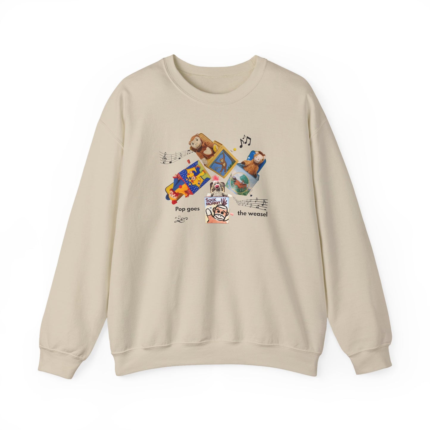 Women's Crewneck Sweatshirt — 'Pop Goes the Weasel' Vintage Retro Design