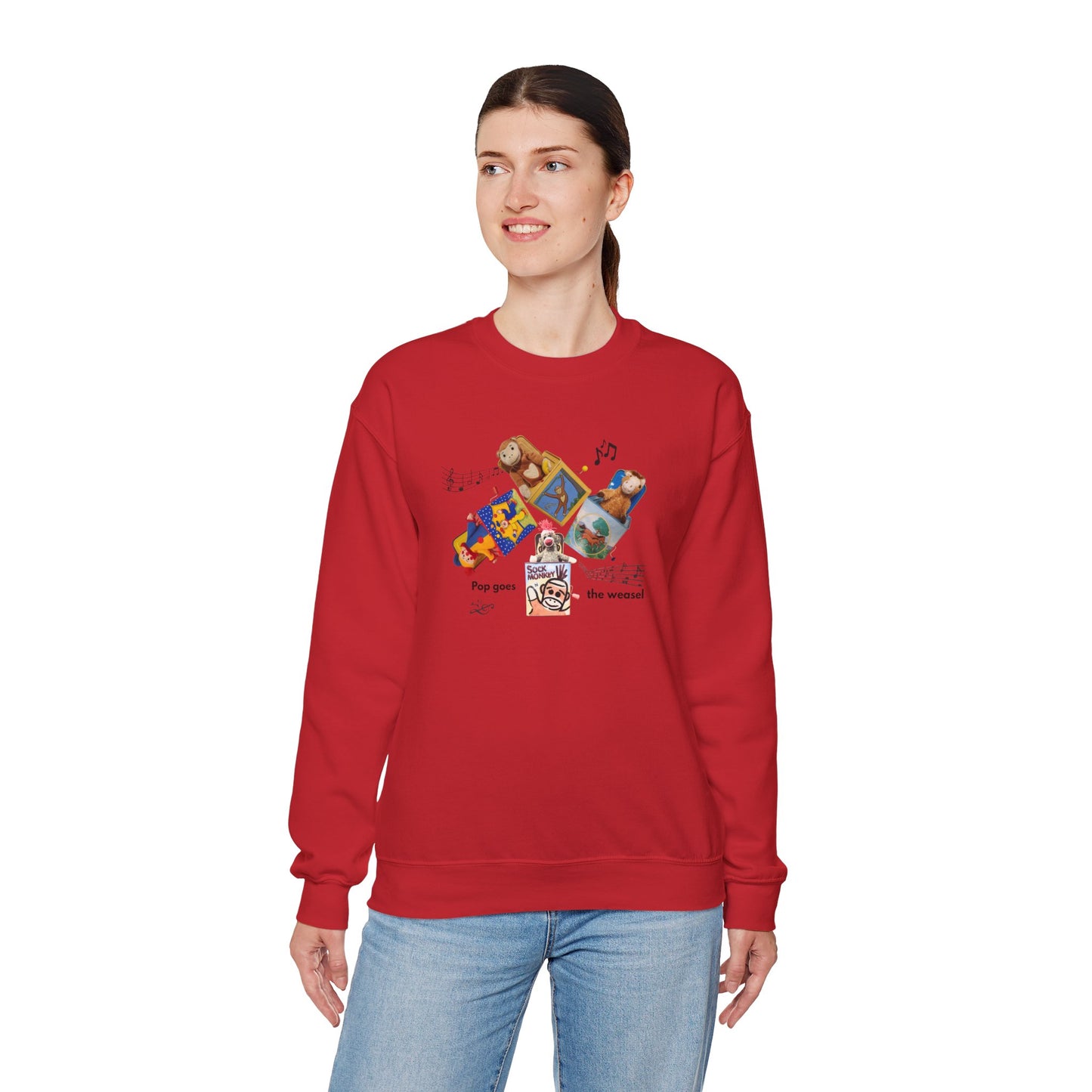 Women's Crewneck Sweatshirt — 'Pop Goes the Weasel' Vintage Retro Design