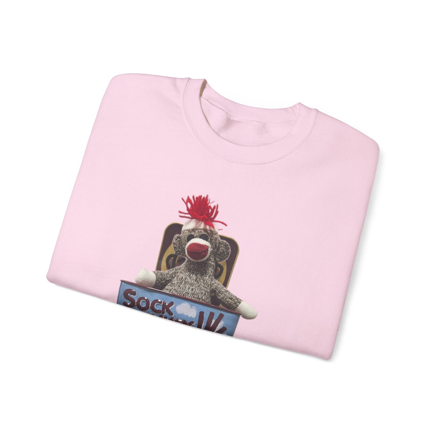 Vintage Sock Monkey Sweatshirt — Retro "Pop Goes the Weasel" Plush Design