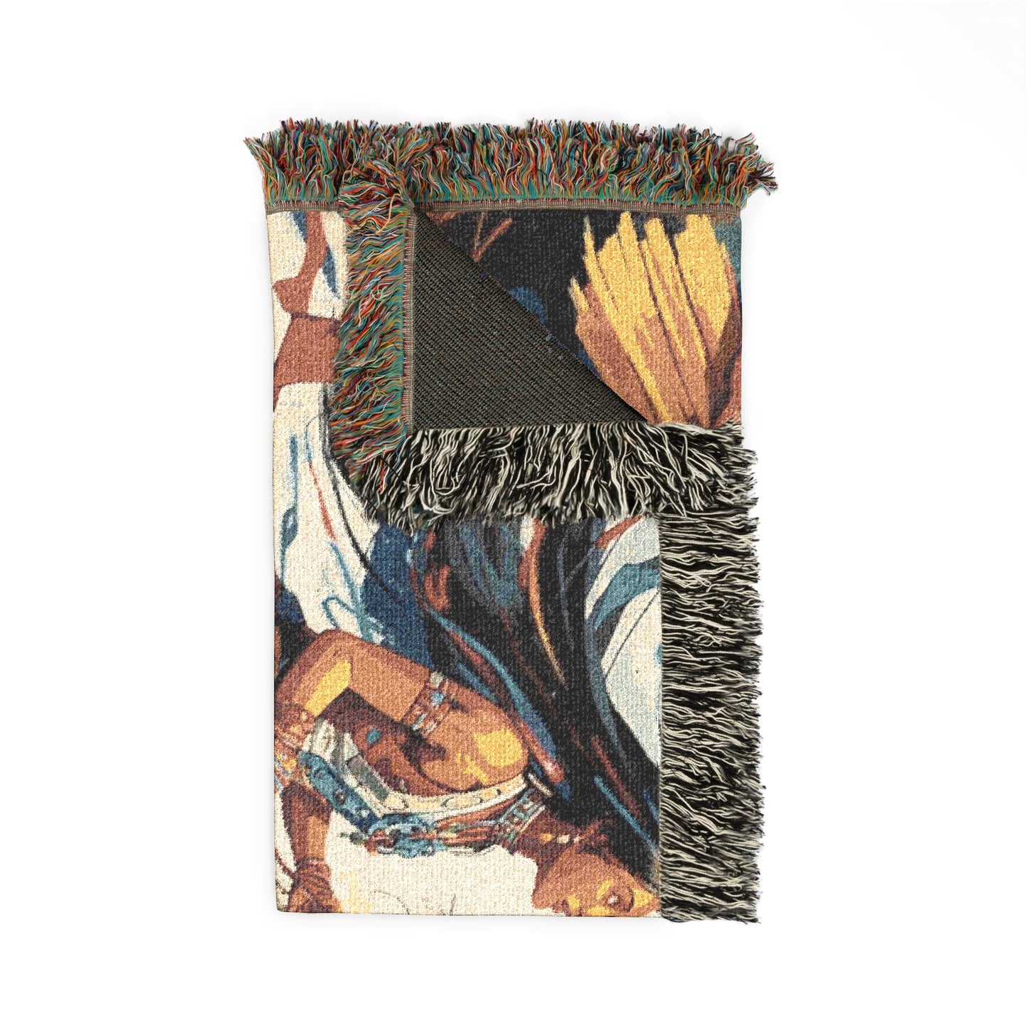 Native Indian Rider Abstract Woven Throw Blanket