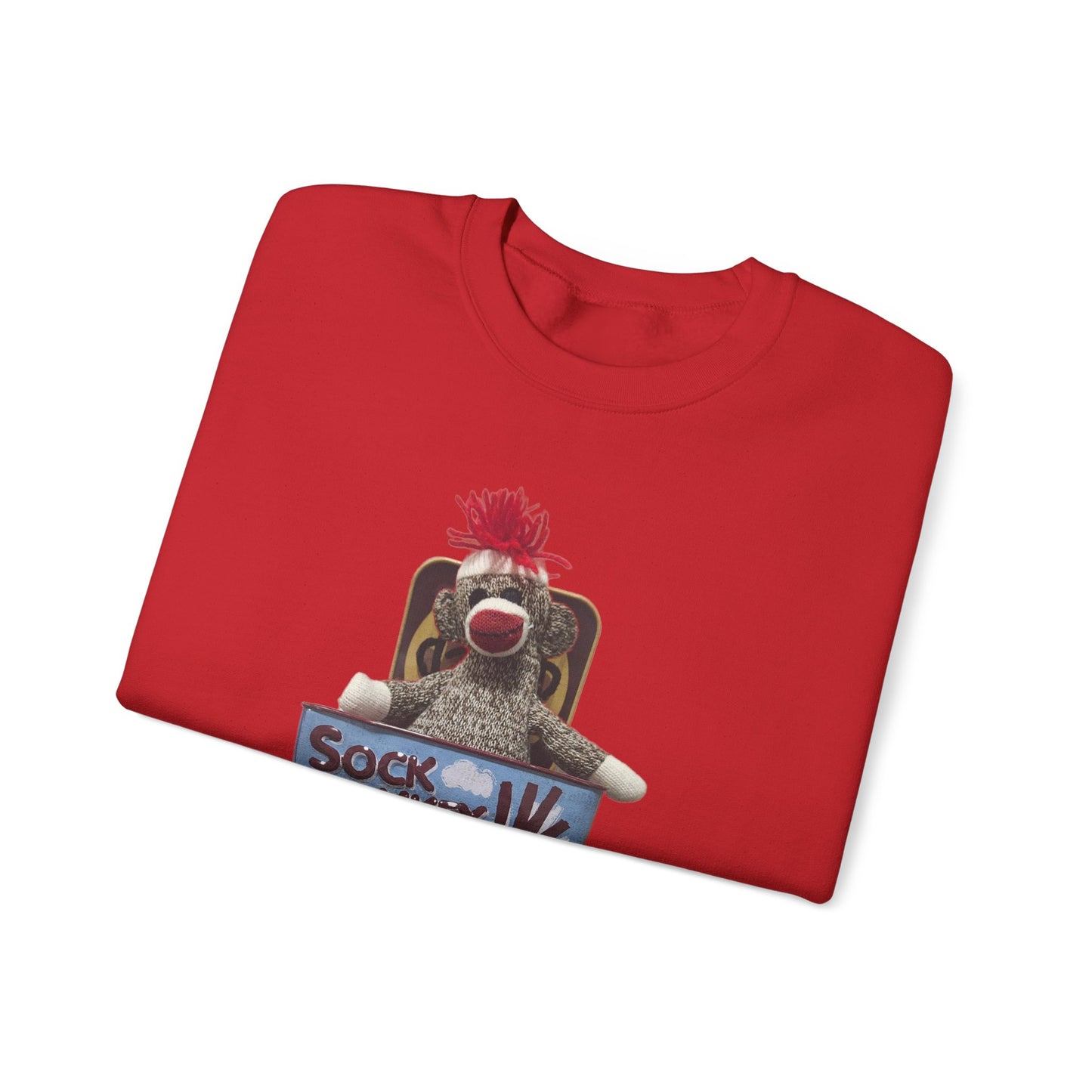 Vintage Sock Monkey Sweatshirt — Retro "Pop Goes the Weasel" Plush Design