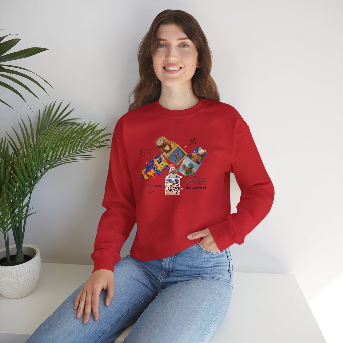 Women's Crewneck Sweatshirt — 'Pop Goes the Weasel' Vintage Retro Design