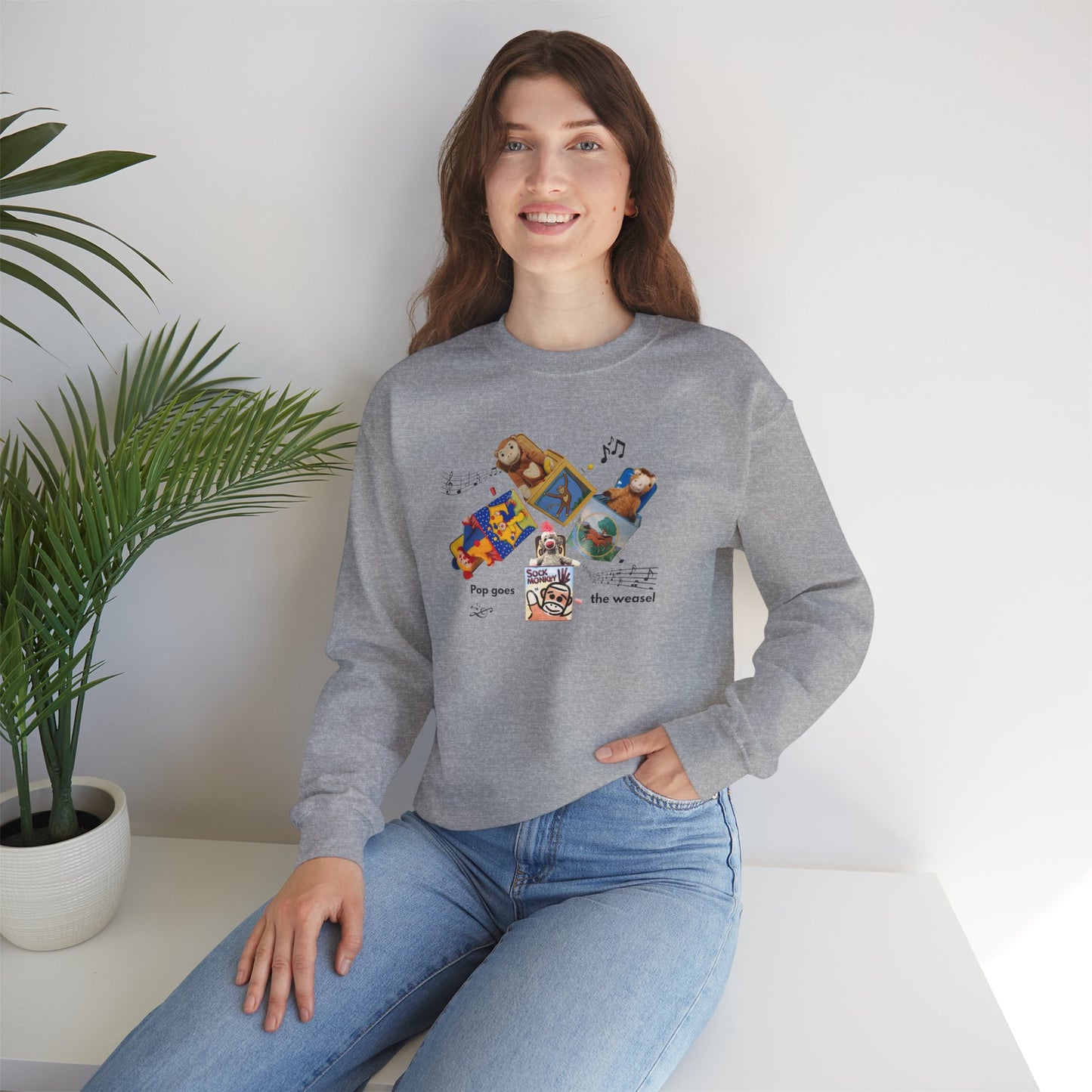 Women's Crewneck Sweatshirt — 'Pop Goes the Weasel' Vintage Retro Design